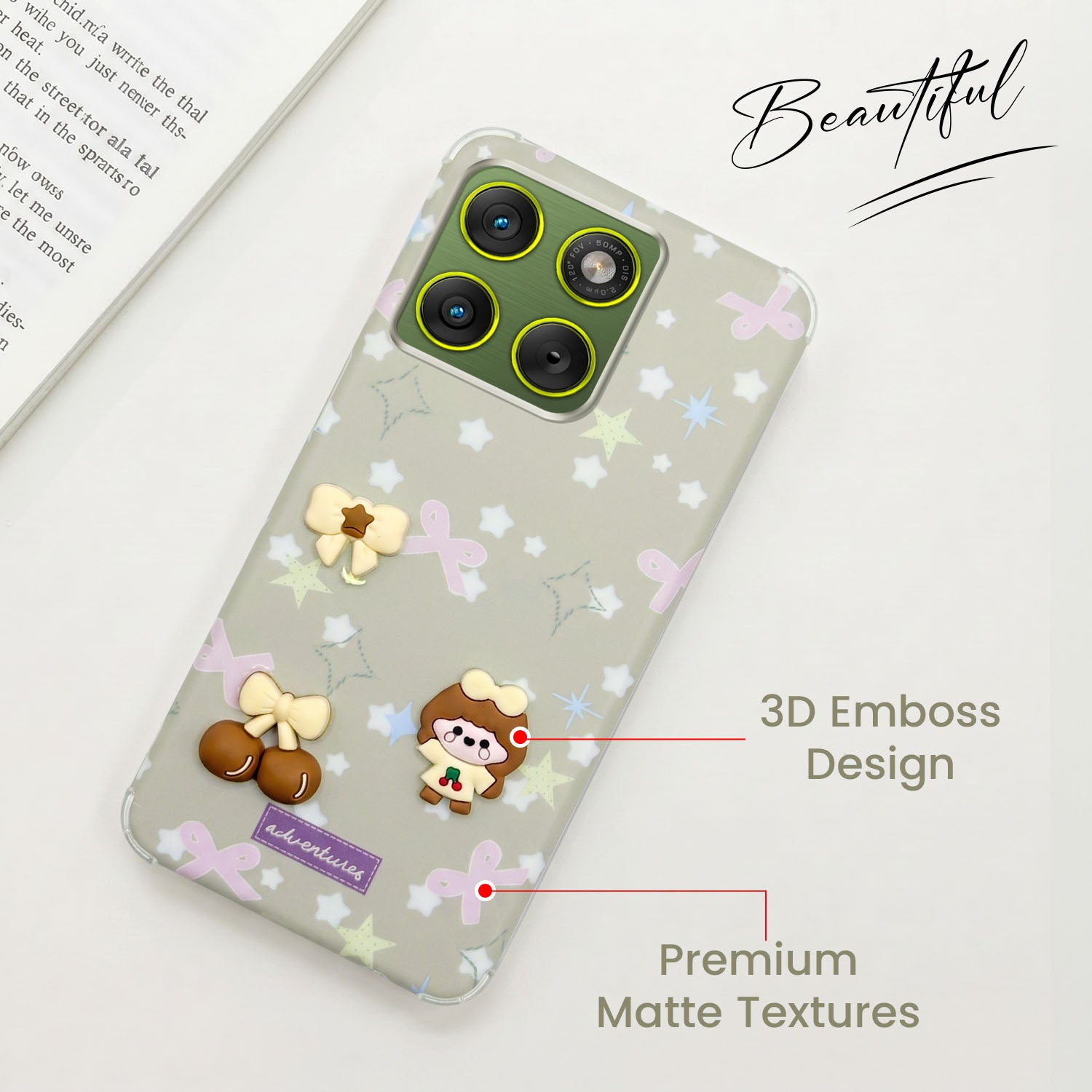 For Motorola Moto Edge 70 Back Cover Case (3D Cute Cartoons | Hard Back Side Soft | Matte Premium Finish | HD Printing)