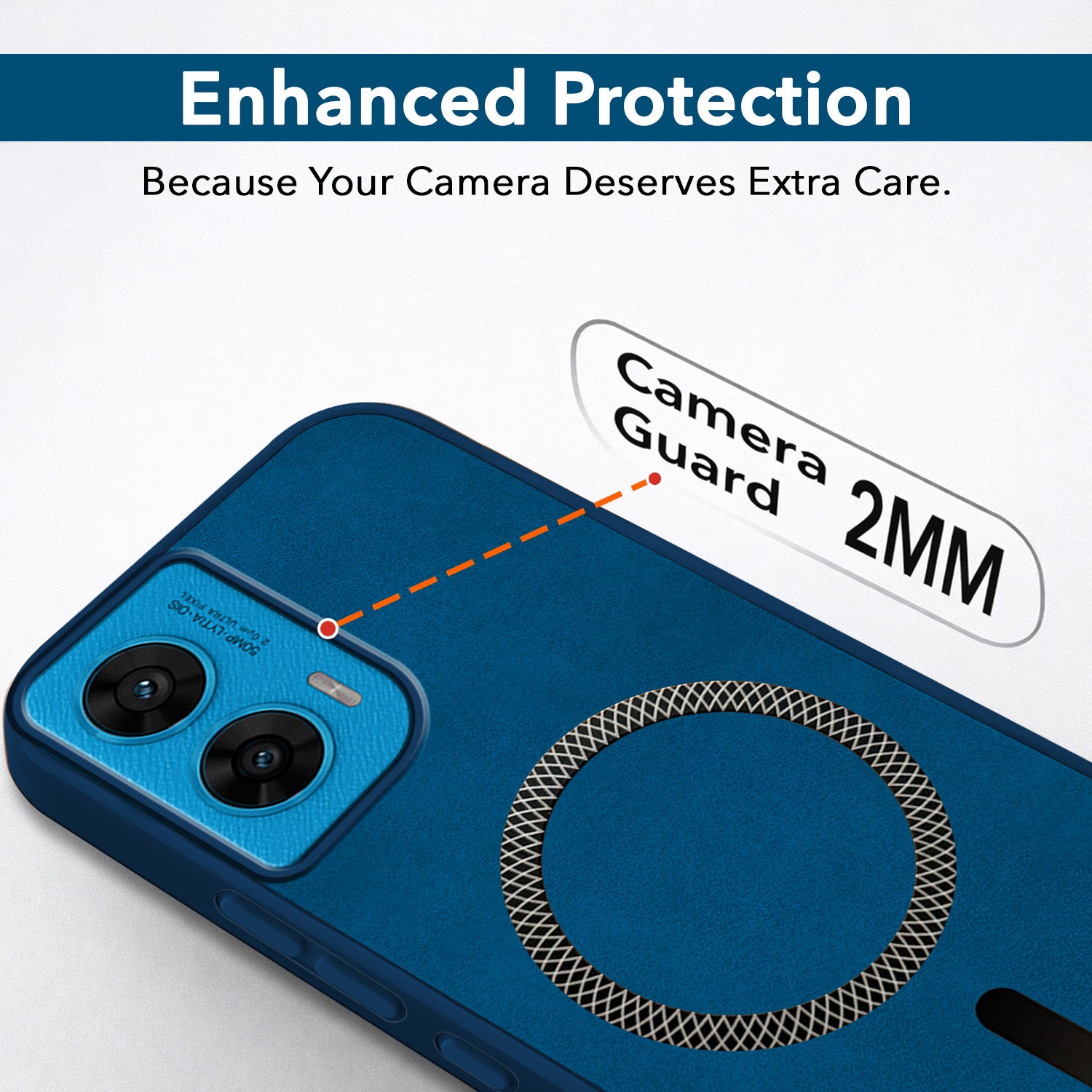 For Motorola Moto G96 Back Cover Case Leather Finish (MagSafe Compatible Wireless Charging | Soft Touch | Camera Bump Protection)