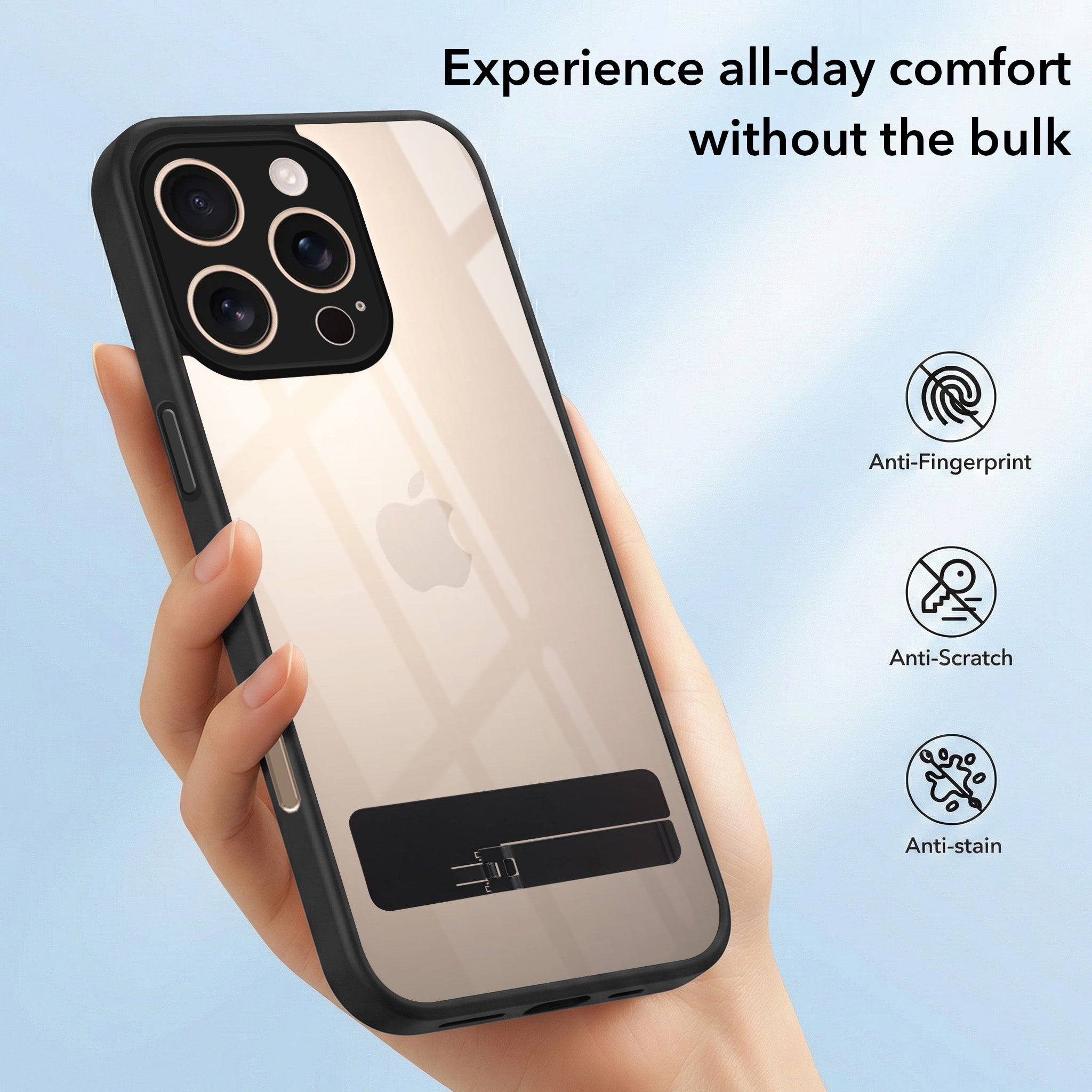 For Apple iPhone 16 Pro Back Cover Case  (Built-in Stand | Lifetime Anti Yellow | Kickstand Shockproof | Camera Protection | MagSafe Compatible)