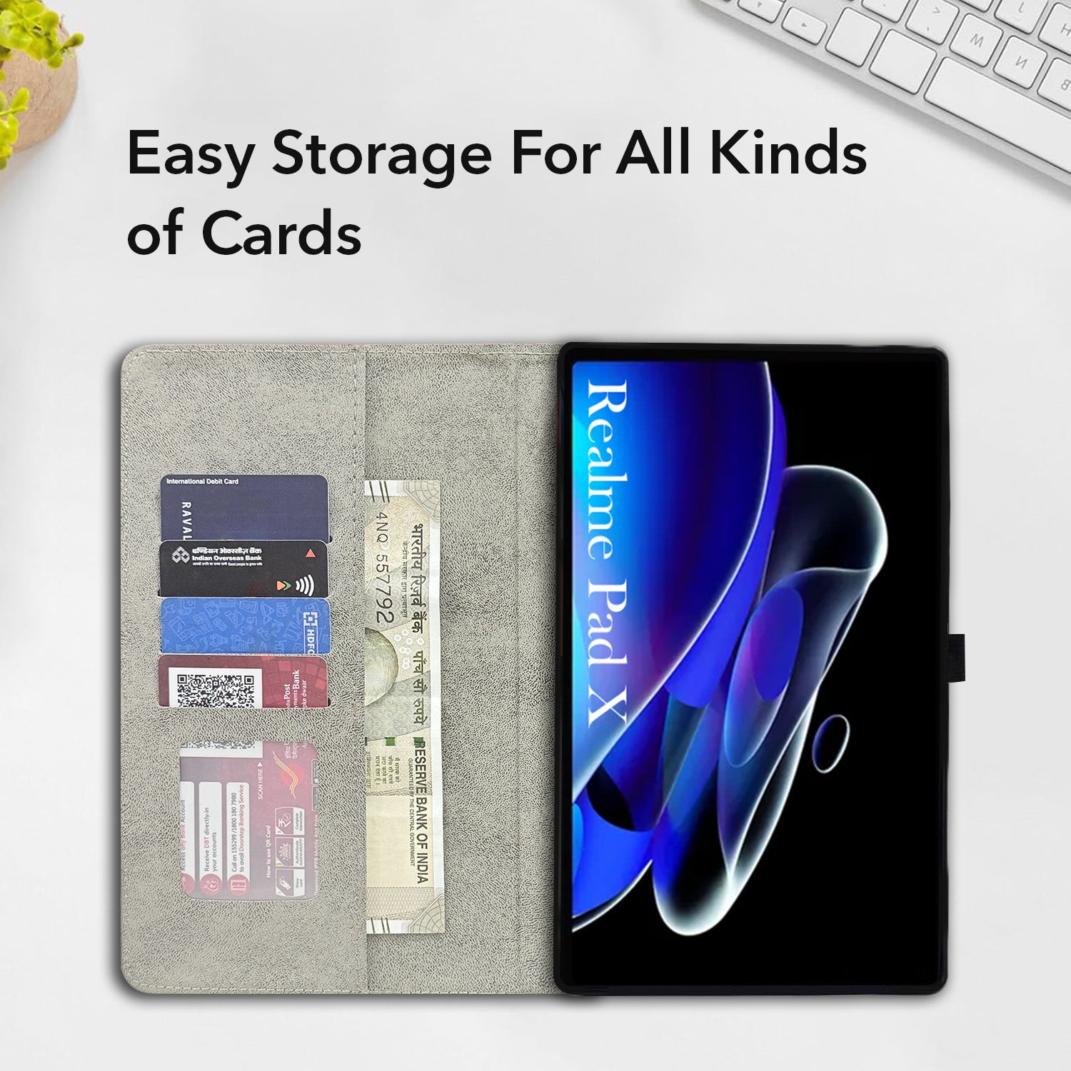For Realme Pad X 10.95 Inch RMP2107/P2108 Flip Cover Folio Case (PU Leather | Multi-Angle Smart Stand | Card Storage Slots | Silicone Back Pouch)