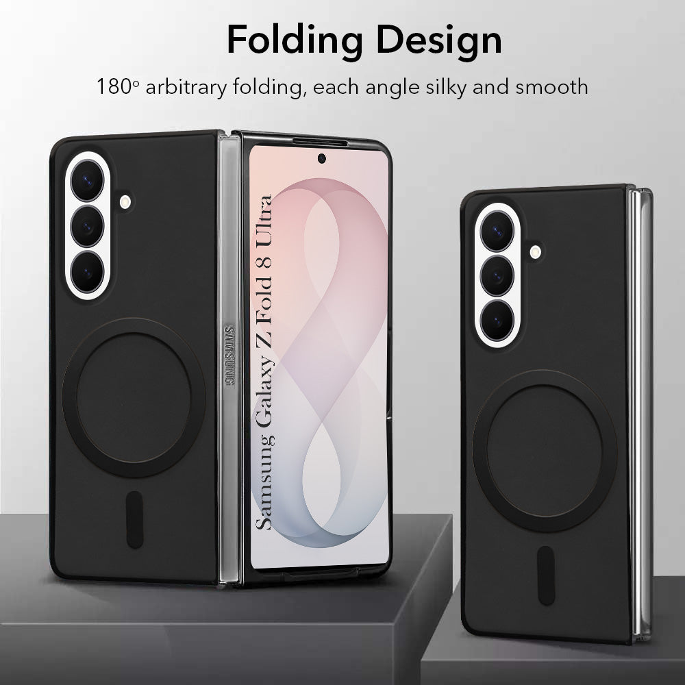 For Samsung Galaxy Z Fold 8 Ultra Back Cover Case Leather Finish (MagSafe Wireless Charging Compatible | Inside Microfiber Cloth)