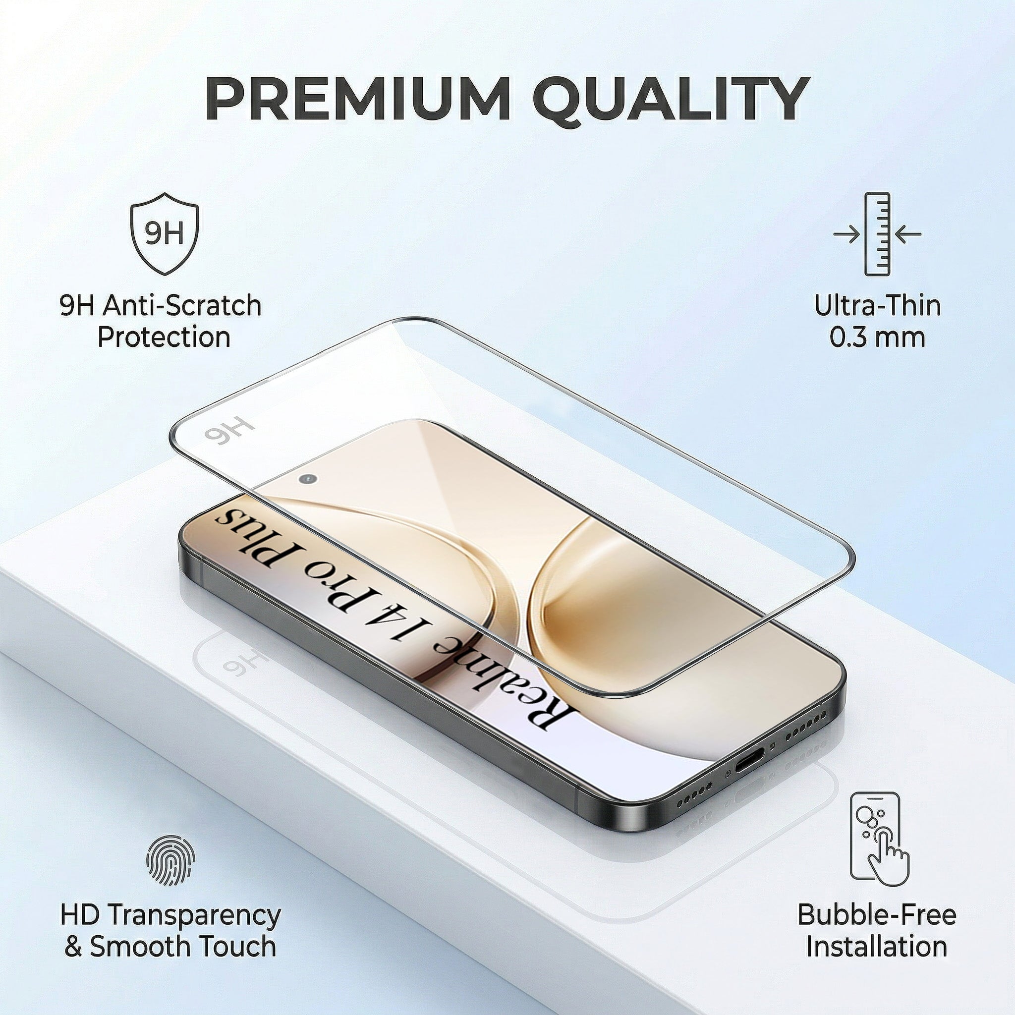 For Realme 14 Pro Plus 5G Combo with Back Cover and 9H Tempered Glass (Lifetime Anti-Yellow | Crystal Clear Shockproof | Oleophobic Coating Screen Glass)