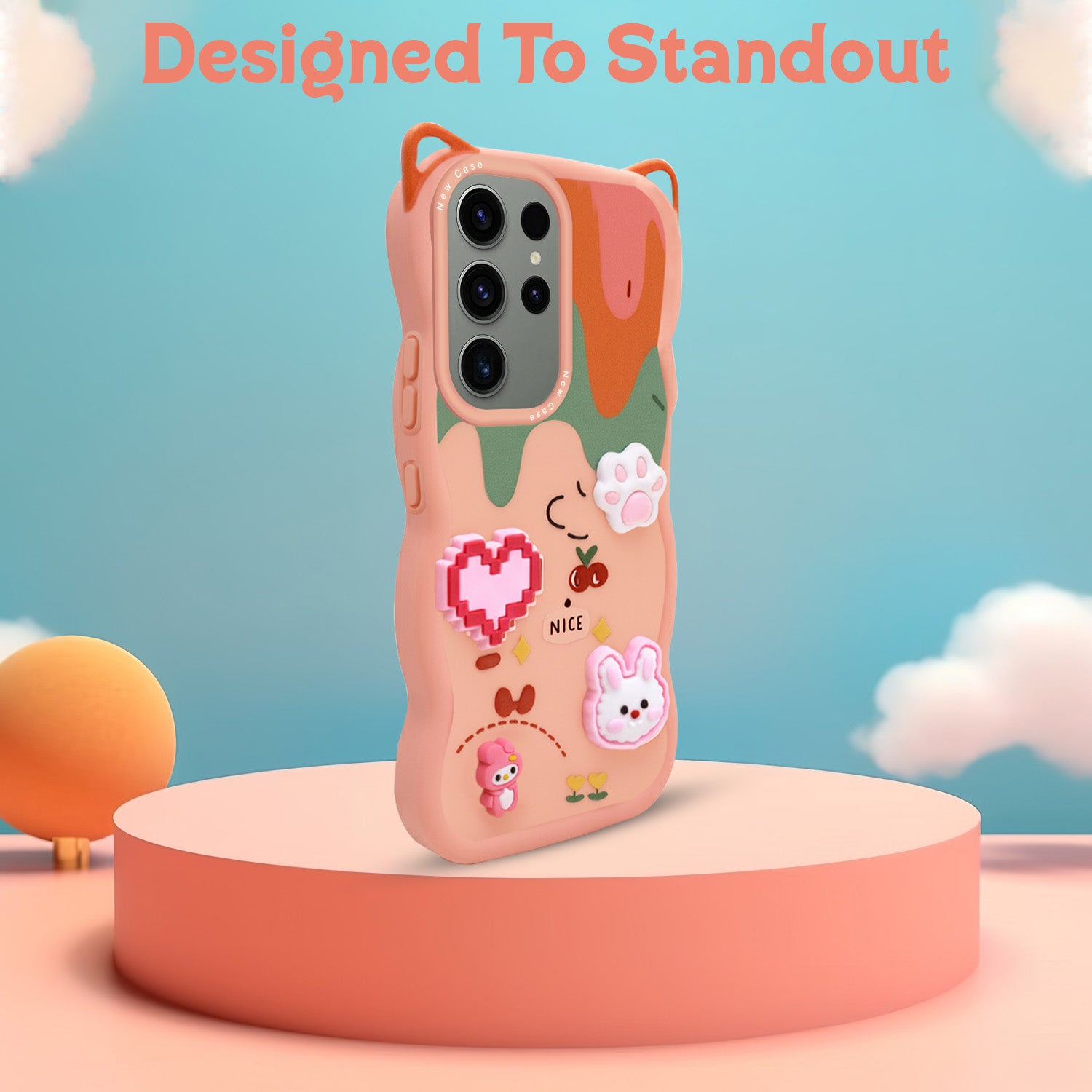 For Samsung Galaxy S23 Ultra Back Case Cover Strap (3D embossed Figures | Strap Holder | 360* Soft Cushion with Camera Bump)