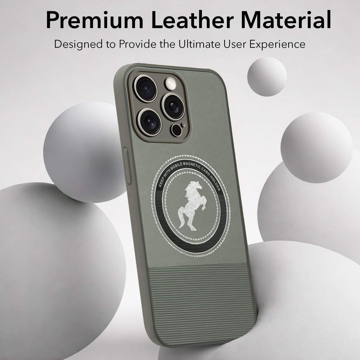For Apple iPhone 15 Pro Back Cover Case PU Leather Finish (Professional Minimalist Texture | MagSafe Compatile | Camera Protection | Sleek Sober Formal)