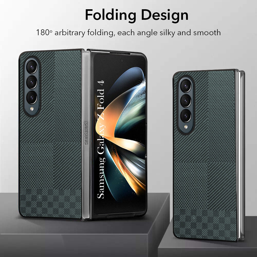 For Samsung Galaxy Z Fold 4 5G Back Flip Case Cover (Craft Printed Design | Hybrid Texture | Inside Microfiber Cloth)