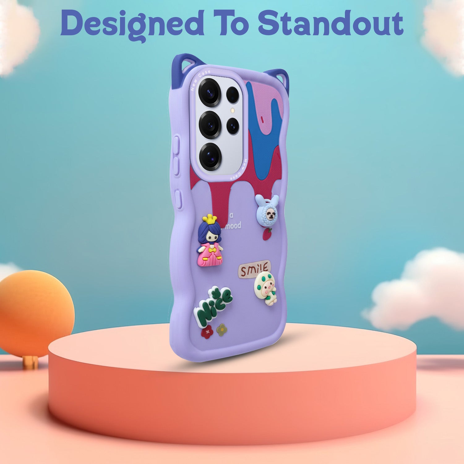 For Samsung Galaxy S25 Ultra Back Case Cover Strap (3D embossed Figures | Strap Holder | 360* Soft Cushion with Camera Bump)
