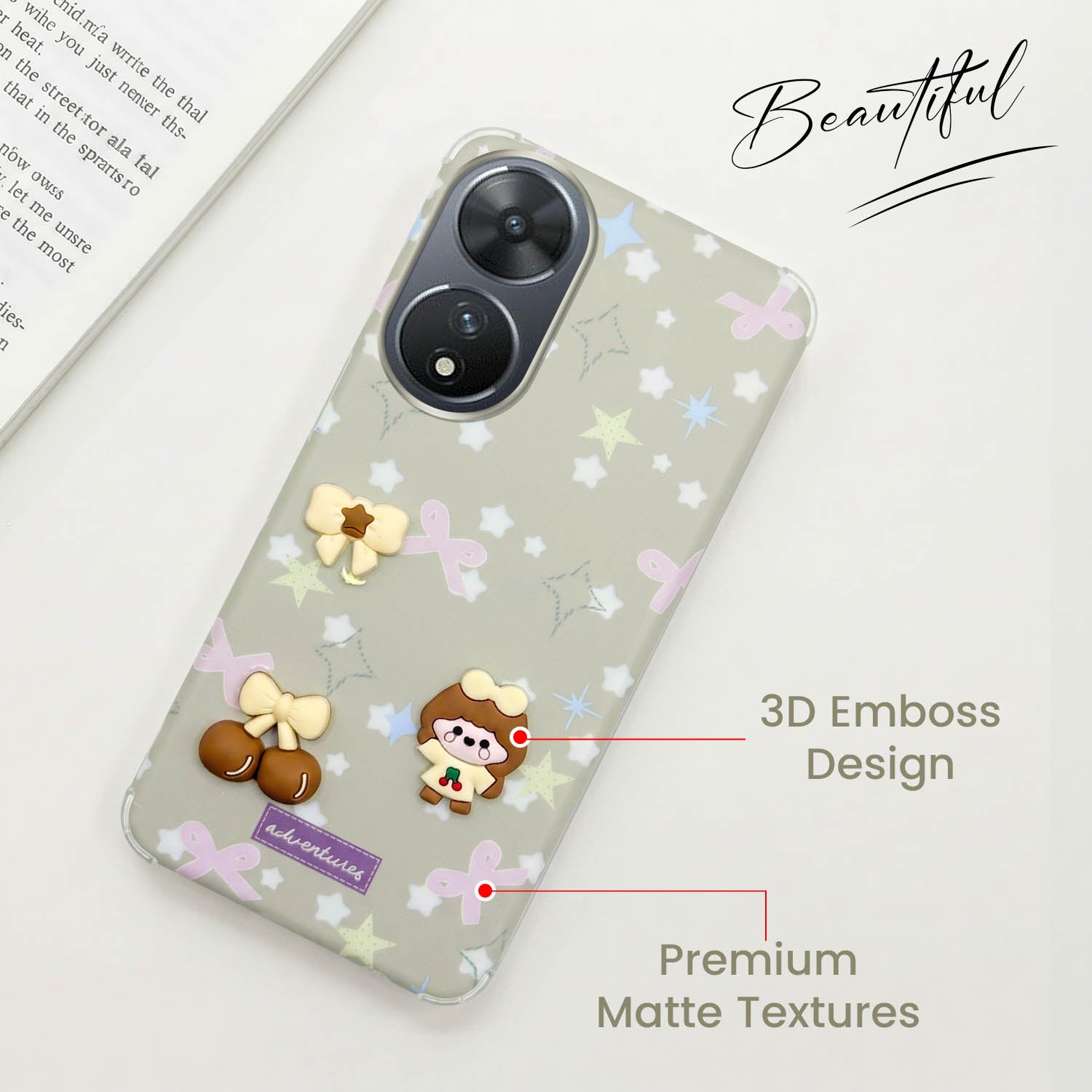 For Vivo T2 Back Cover Case (3D Cute Cartoons | Hard Back Side Soft | Matte Premium Finish | HD Printing)