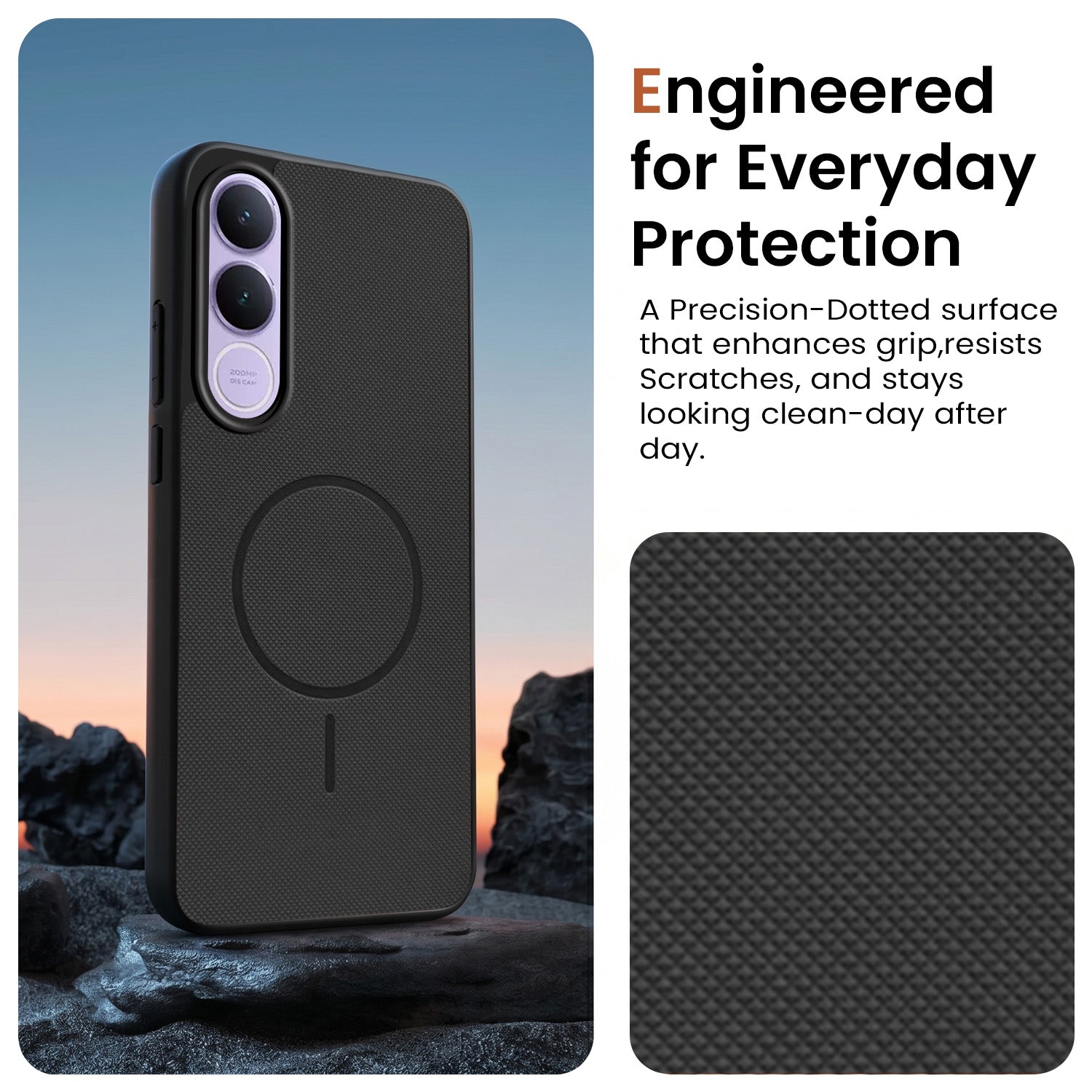 For Vivo V70 FE 5G Back Cover Case PU Leather (Texture Grip Design | Professional Minimalist | Camera Protection | Soft and Flexible)
