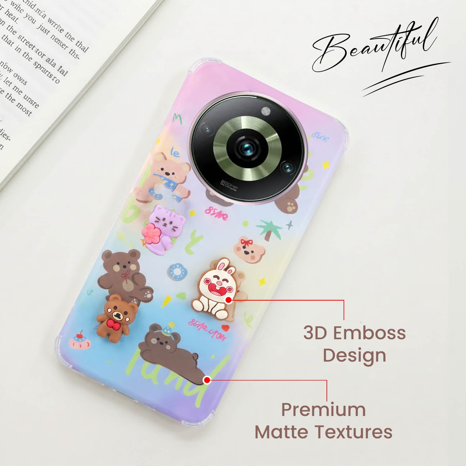 For Realme 11 Pro 5G | Realme 11 Pro Plus 5G Back Cover Case (3D Cute Cartoons | Hard Back Side Soft | Matte Premium Finish | HD Printing)