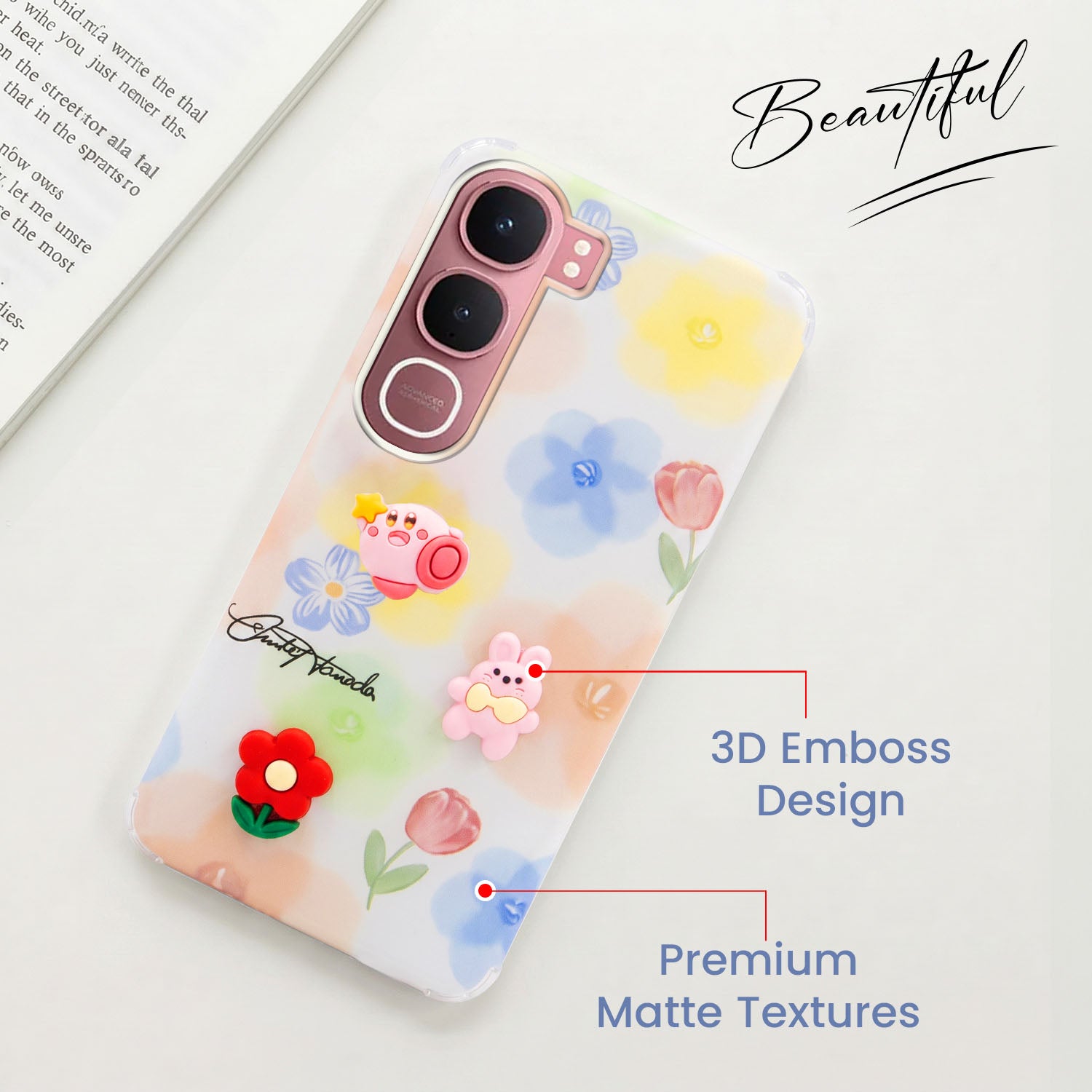 For Vivo Y31 5G Back Cover Case (3D Cute Cartoons | Hard Back Side Soft | Matte Premium Finish | HD Printing)