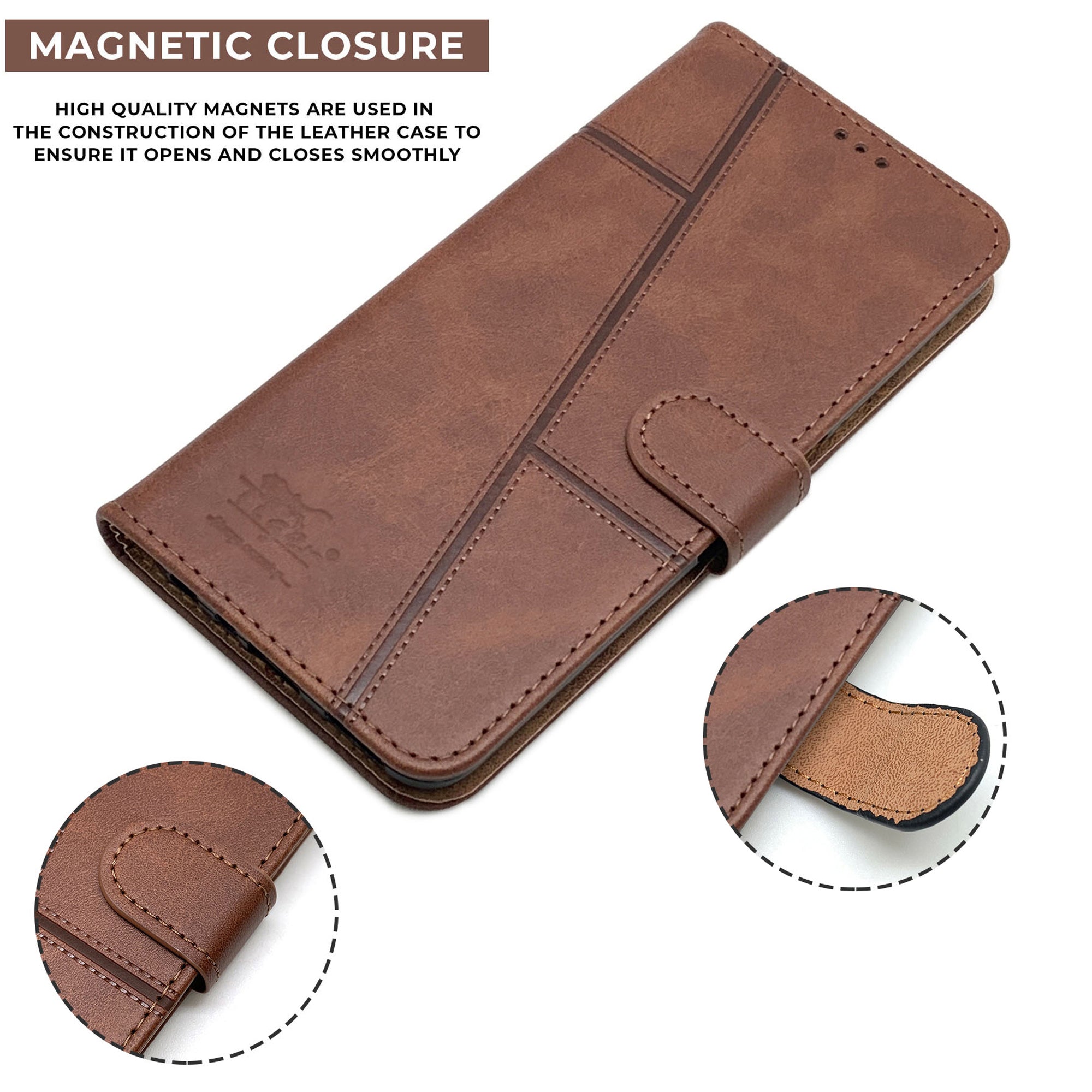 For Samsung Galaxy J2 Ace Flip Cover Case ( Stitched Leather with Magnetic Closure)