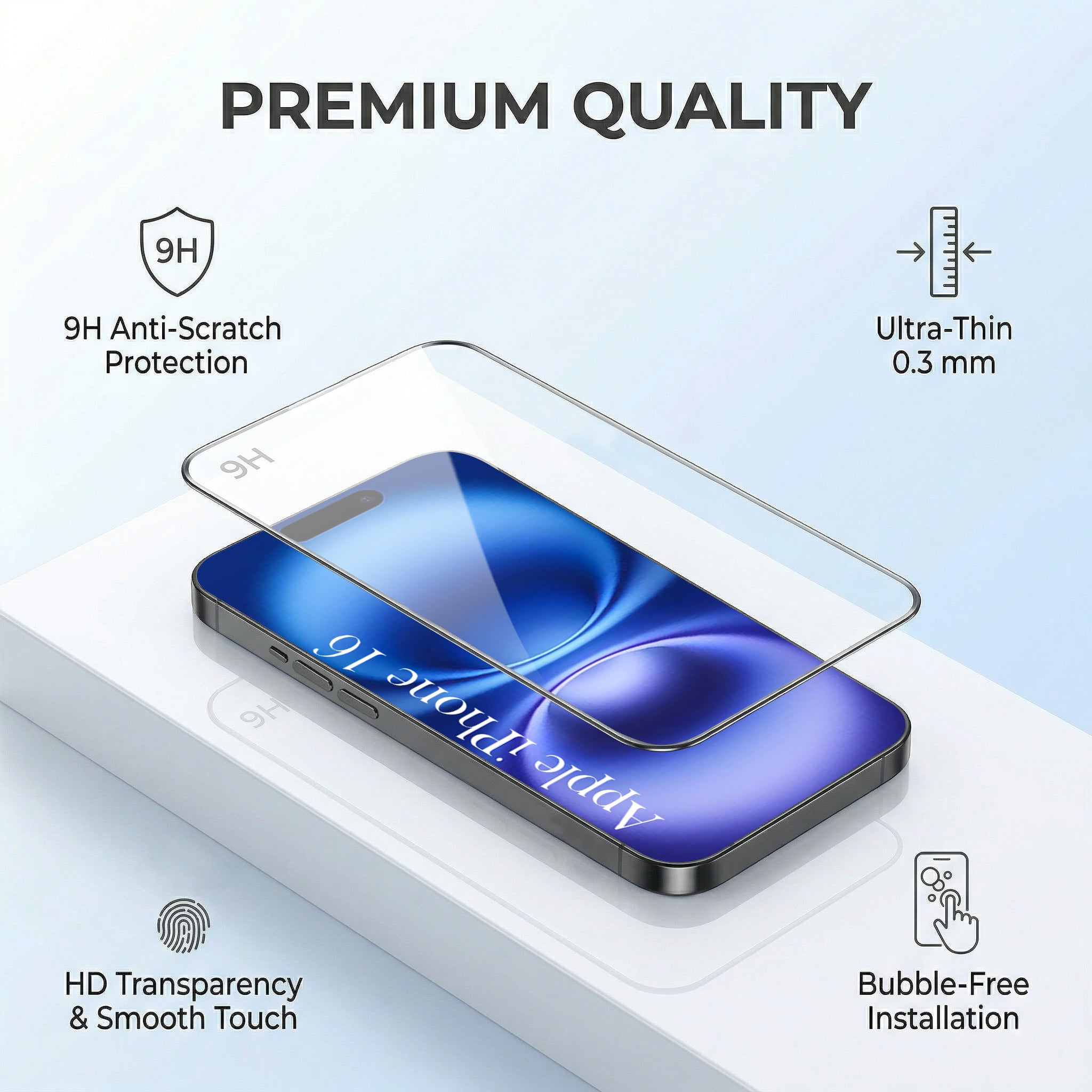 For Apple iPhone 16 Combo with Back Cover and 9H Tempered Glass (Lifetime Anti-Yellow | Crystal Clear Shockproof | Oleophobic Coating Screen Glass)