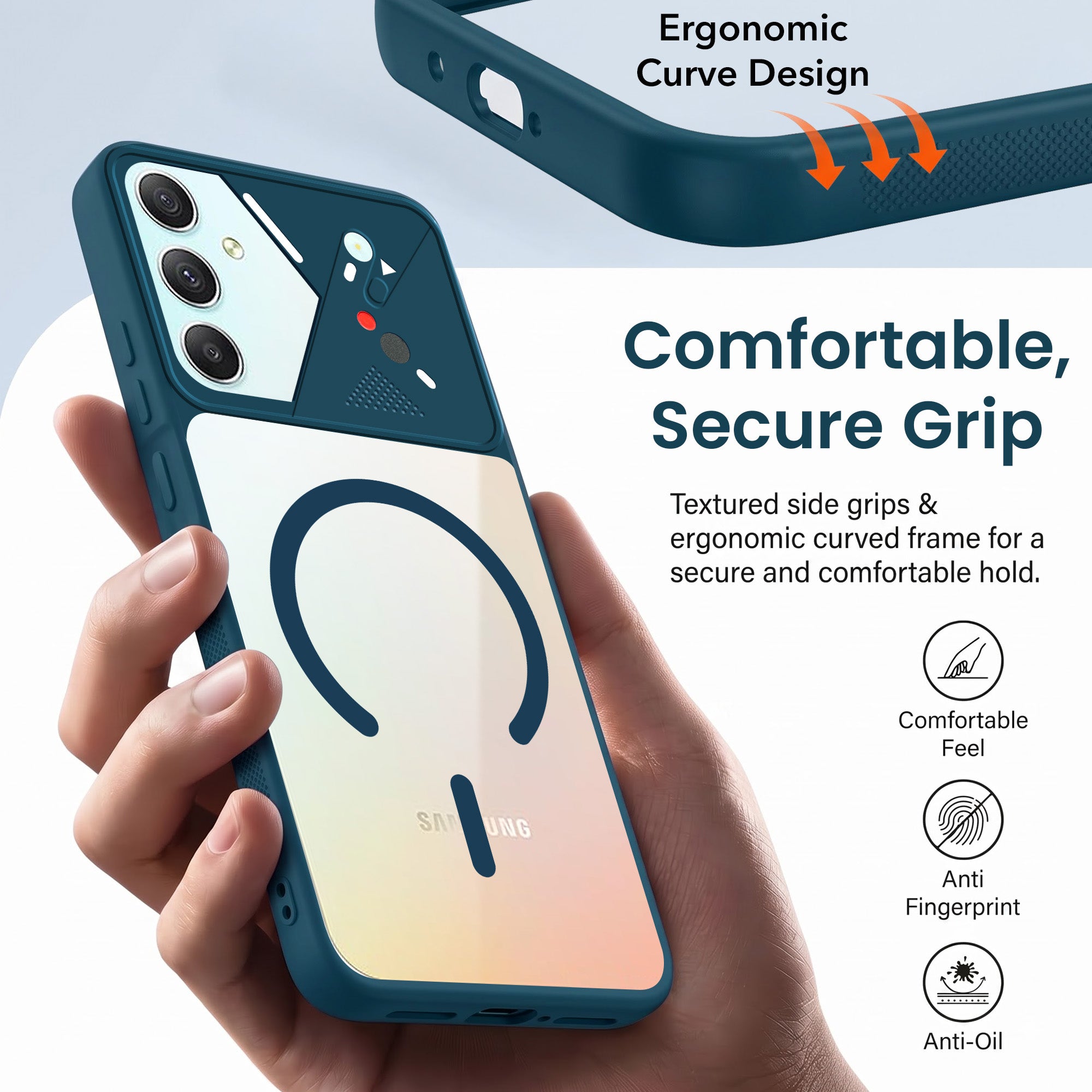 For Samsung Galaxy A34 5G Back Cover Case Lifetime Anti-Yellow Clear (Camera Protection | Side Grip | Wireless MagSafe Compatible)