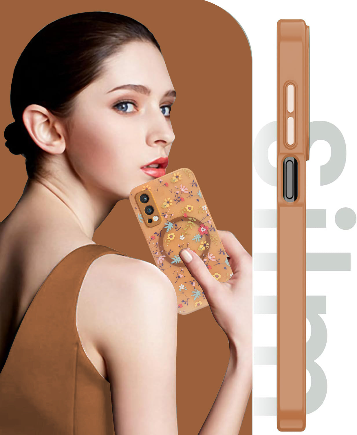 For OnePlus Nord 2 Back Cover Case (Cute Floral Design | Flower Print for Girls | MagSafe Compatible Wireless Charging)