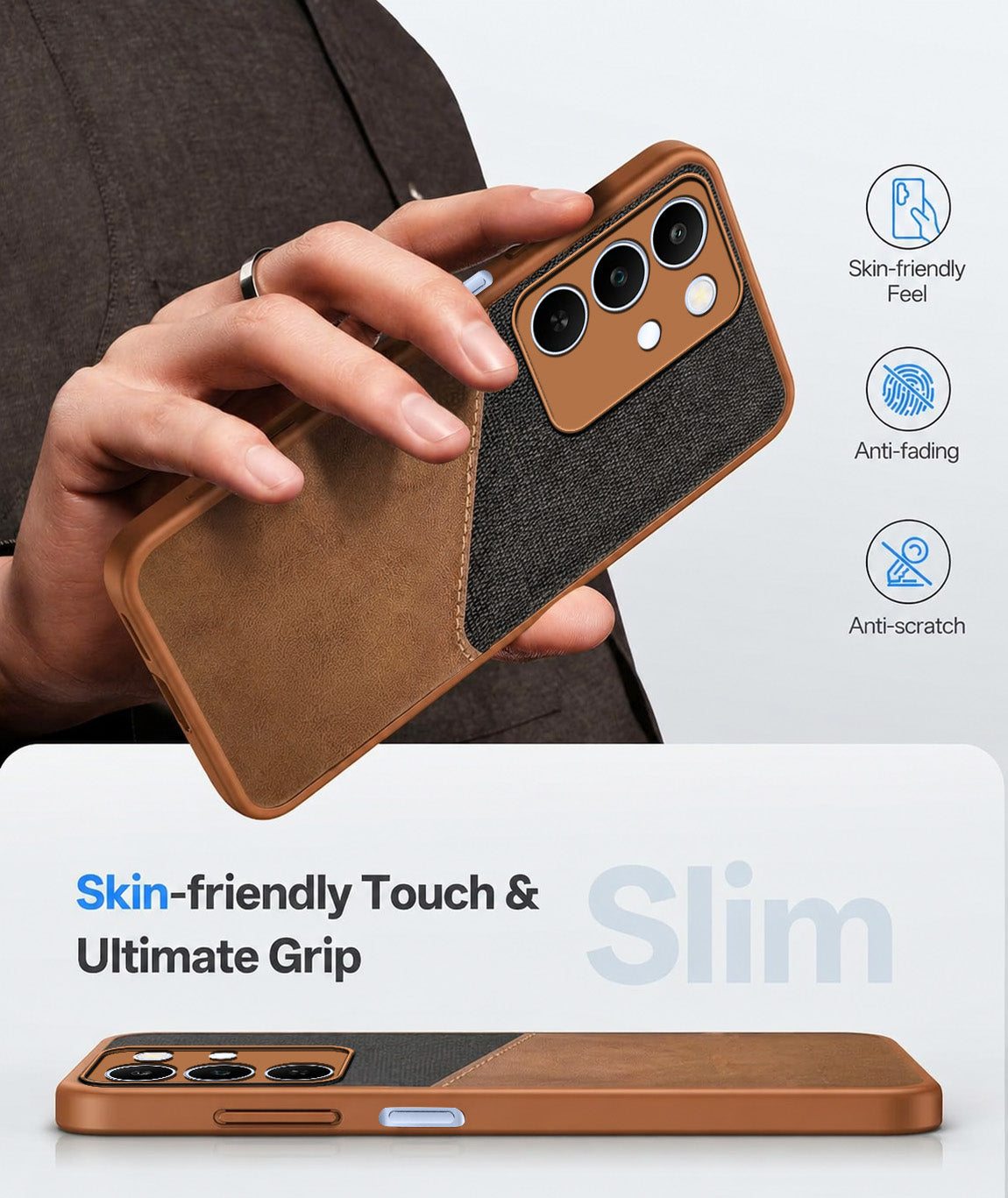 For Realme C83 5G Back Cover Case (Dual PU Leather Stitch | Professional Minimalist | Soft and Flexible)