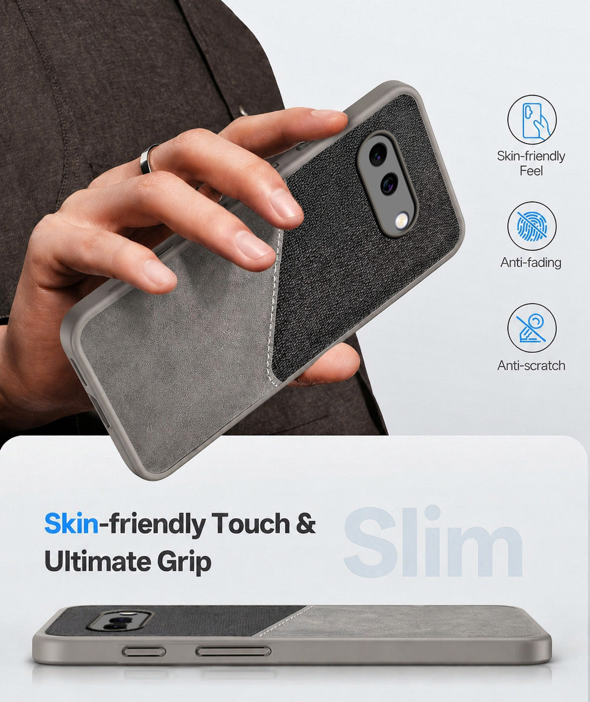 For Google Pixel 9A Back Cover Case (Dual PU Leather Stitch | Professional Minimalist | Soft and Flexible)