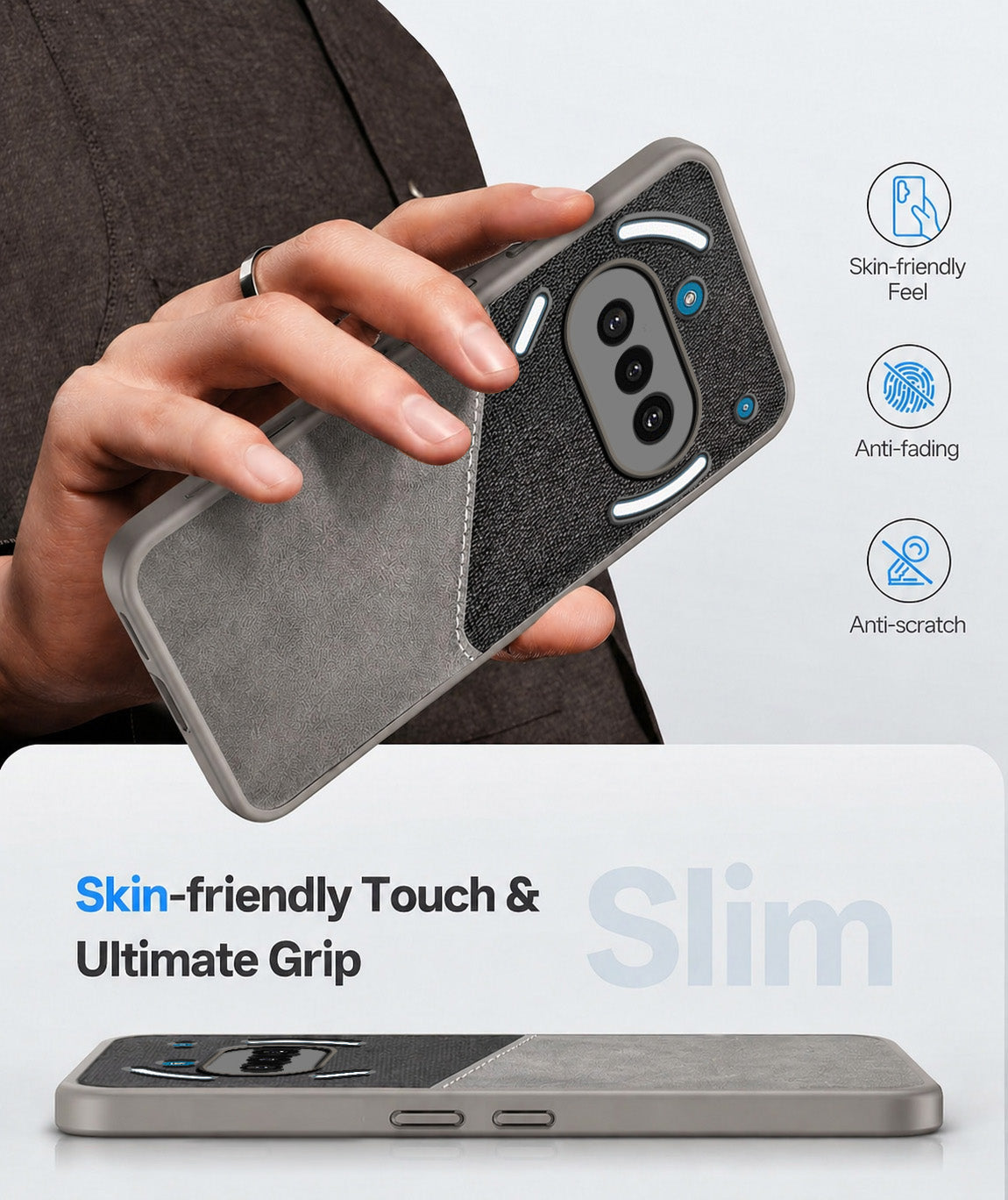 For Nothing Phone 3A Back Cover Case (Dual PU Leather Stitch | Professional Minimalist | Soft and Flexible)