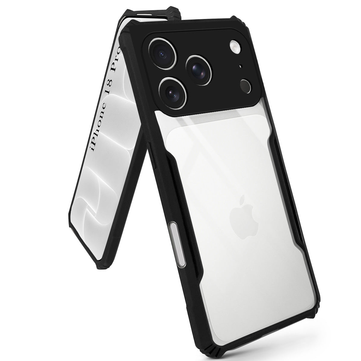 For Apple iPhone 18 Pro Back Cover Case Hybrid (Shockproof with Polycarbonate Clear Panel | Professional Black)
