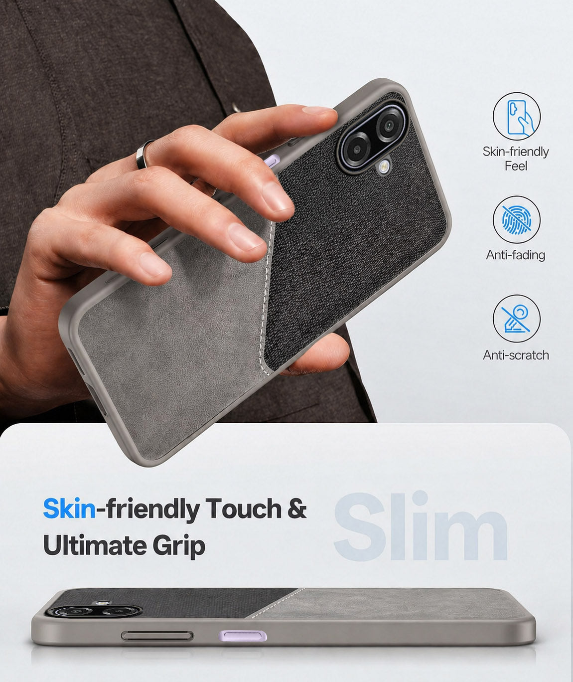 For Samsung Galaxy A07 4G Back Cover Case (Dual PU Leather Stitch | Professional Minimalist | Soft and Flexible)