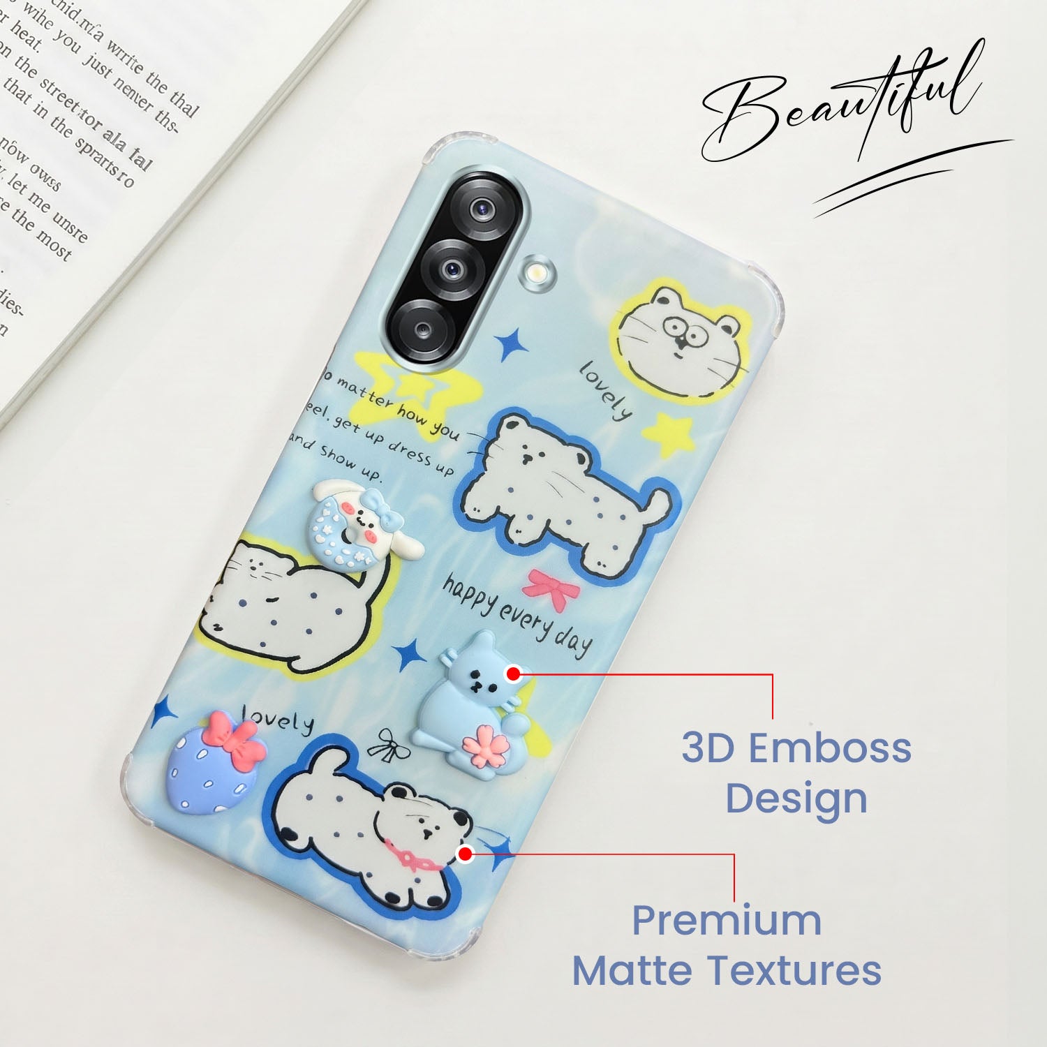 For Samsung Galaxy A26 5G Back Cover Case (3D Cute Cartoons | Hard Back Side Soft | Matte Premium Finish | HD Printing)