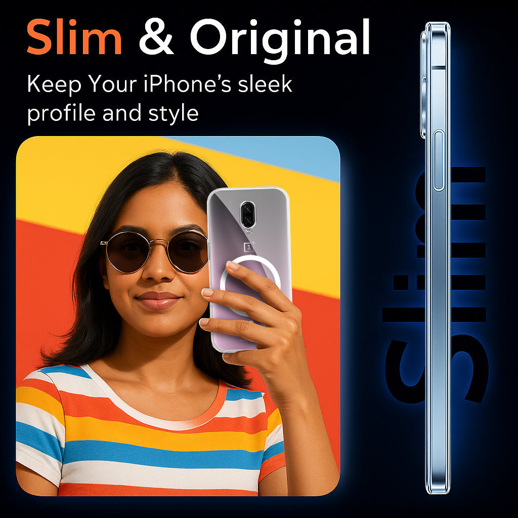 For OnePlus 6T Back Cover Case Lifetime Anti-Yellow MagSafe Compatible Clear (Sleek Hard Crystal | Shockproof and Camera Protection)