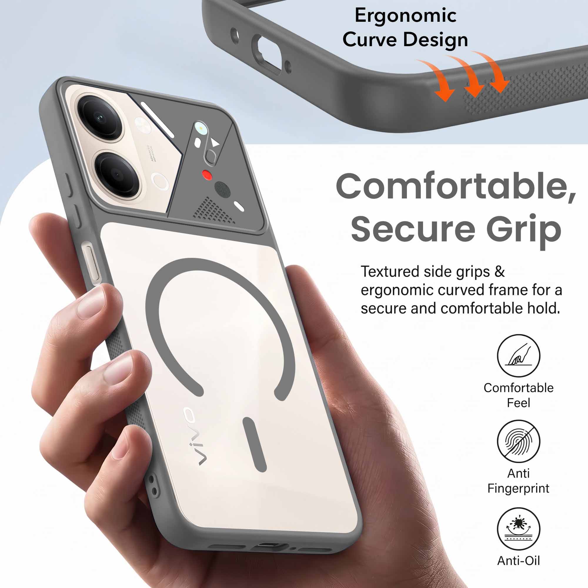 For Vivo Y11 | Vivo Y21 5G Back Cover Case Lifetime Anti-Yellow Clear (Camera Protection | Side Grip | Wireless MagSafe Compatible)