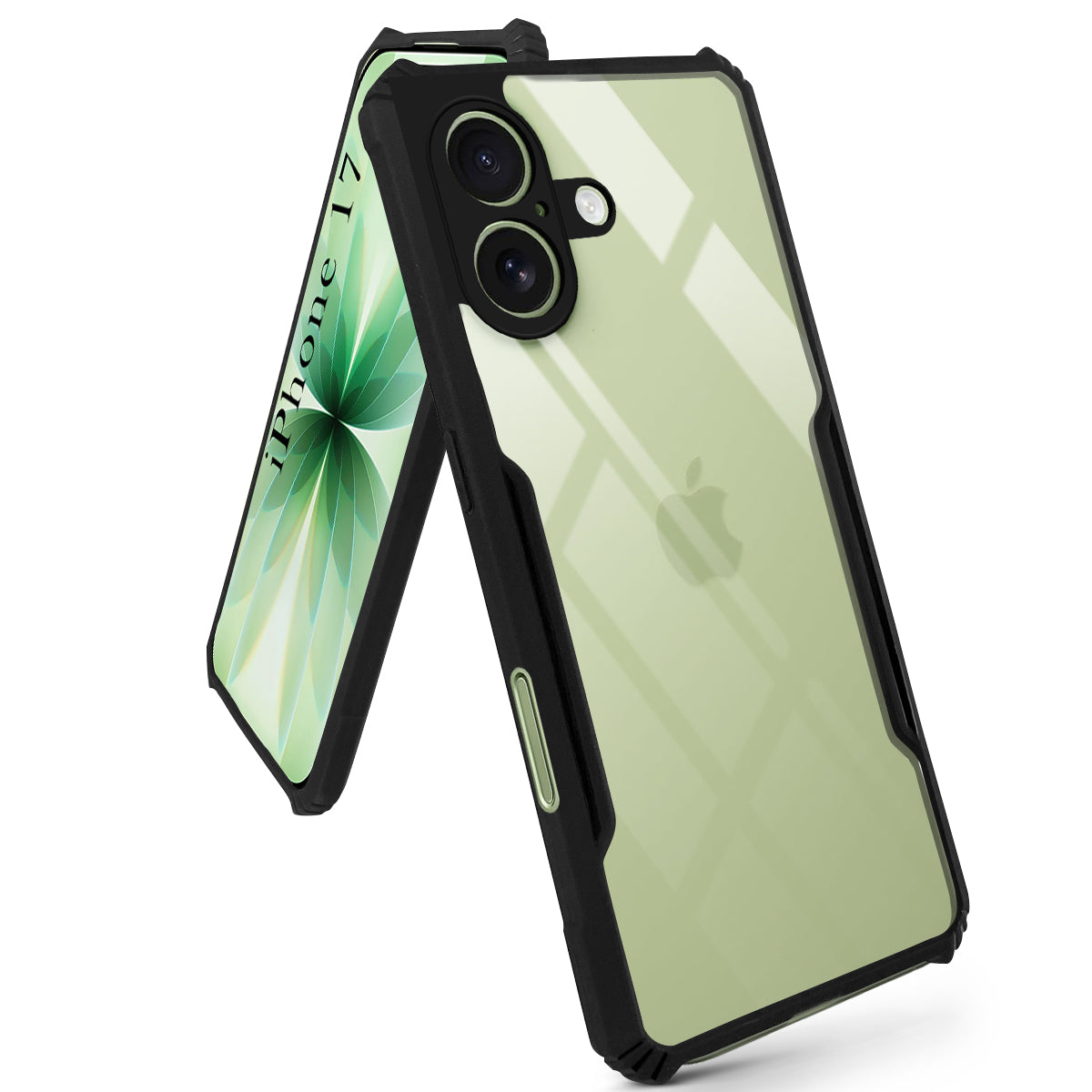 For Apple iPhone 17 Back Cover Case (Shockproof with Polycarbonate Clear Panel | Professional Black)