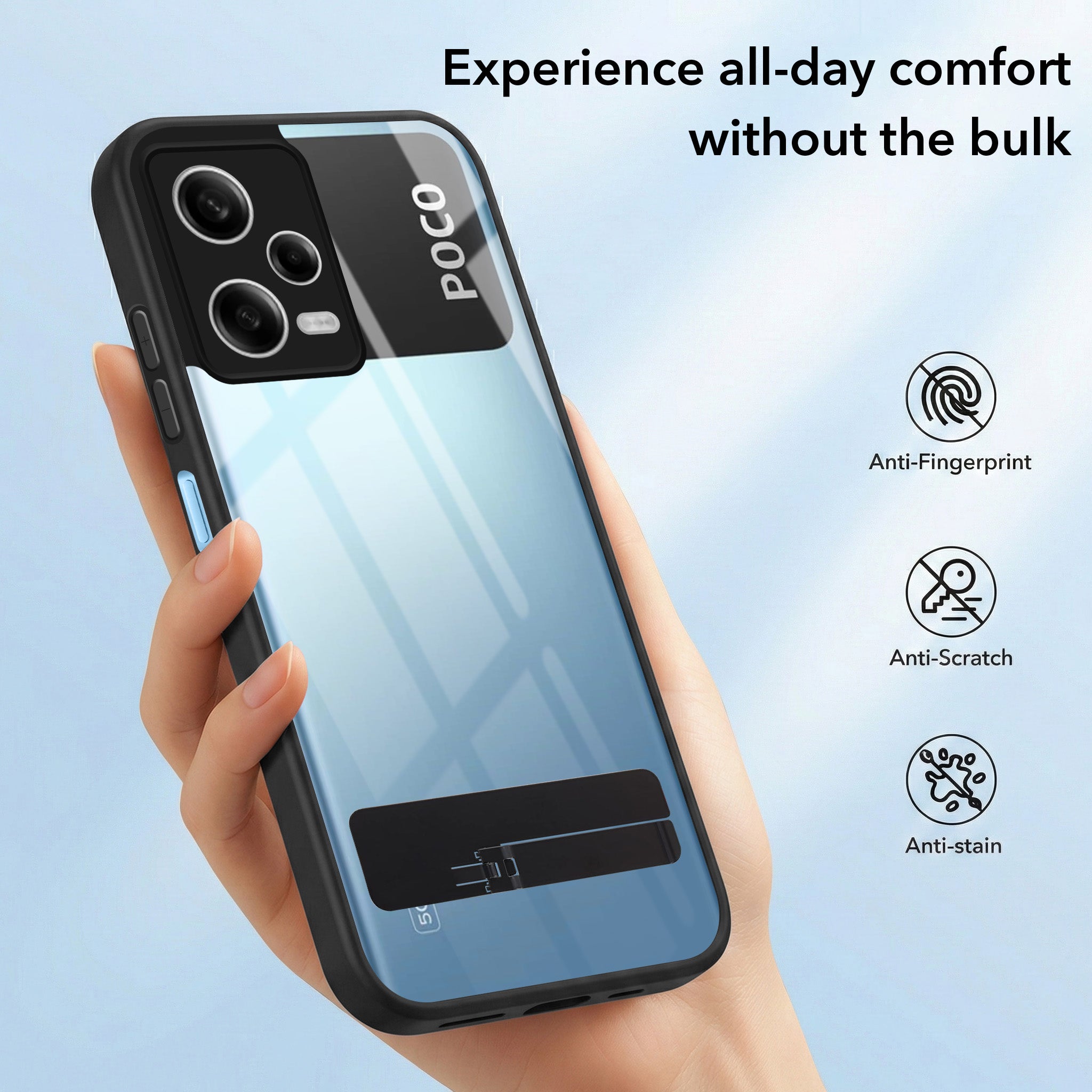 For Xiaomi Poco X5 5G Back Cover Case (Built-in Stand | Lifetime Anti Yellow | Kickstand Shockproof | Camera Protection | MagSafe Compatible)
