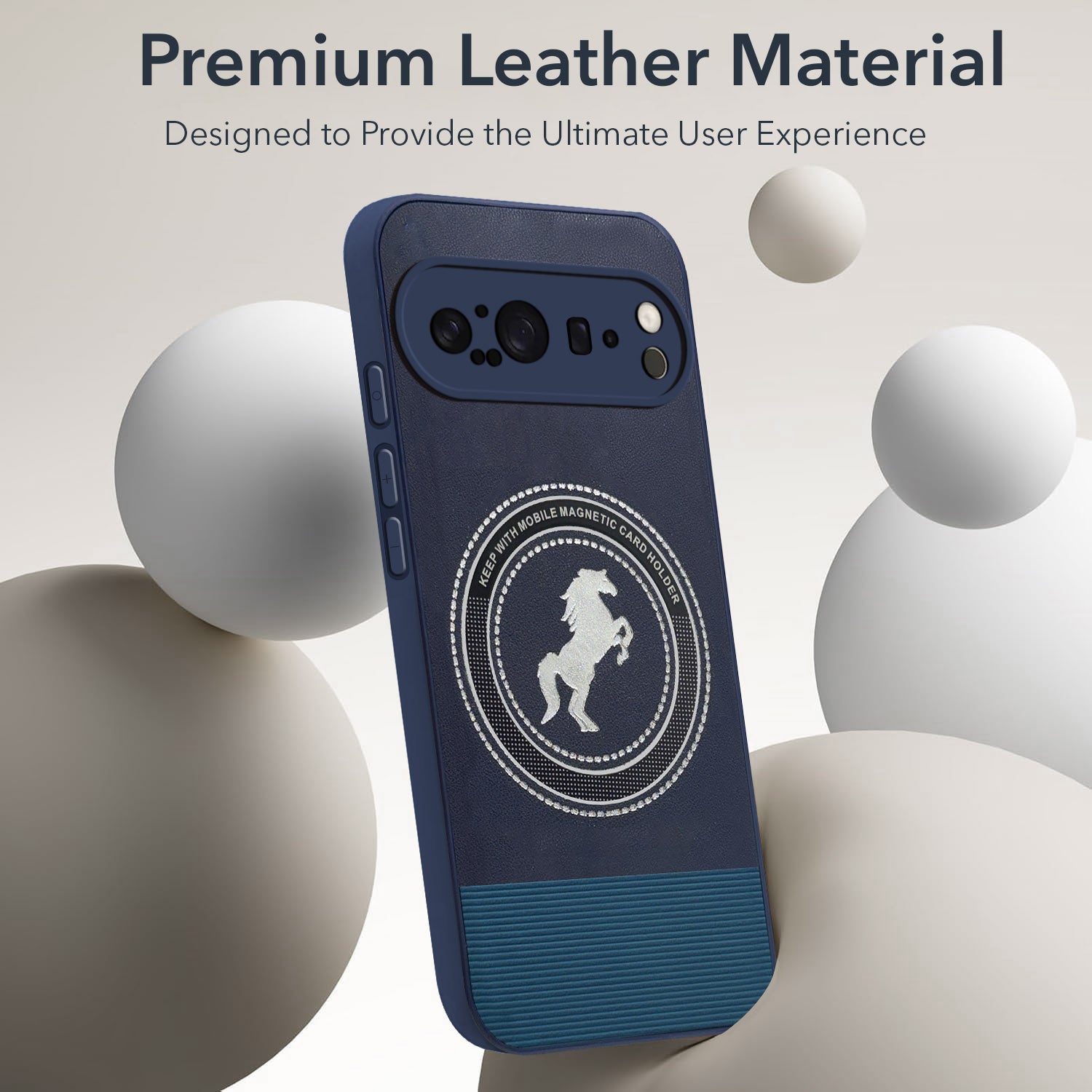 For Google Pixel 9 Pro Back Cover Case PU Leather Finish (Professional Minimalist Texture | MagSafe Compatile | Camera Protection | Sleek Sober Formal)