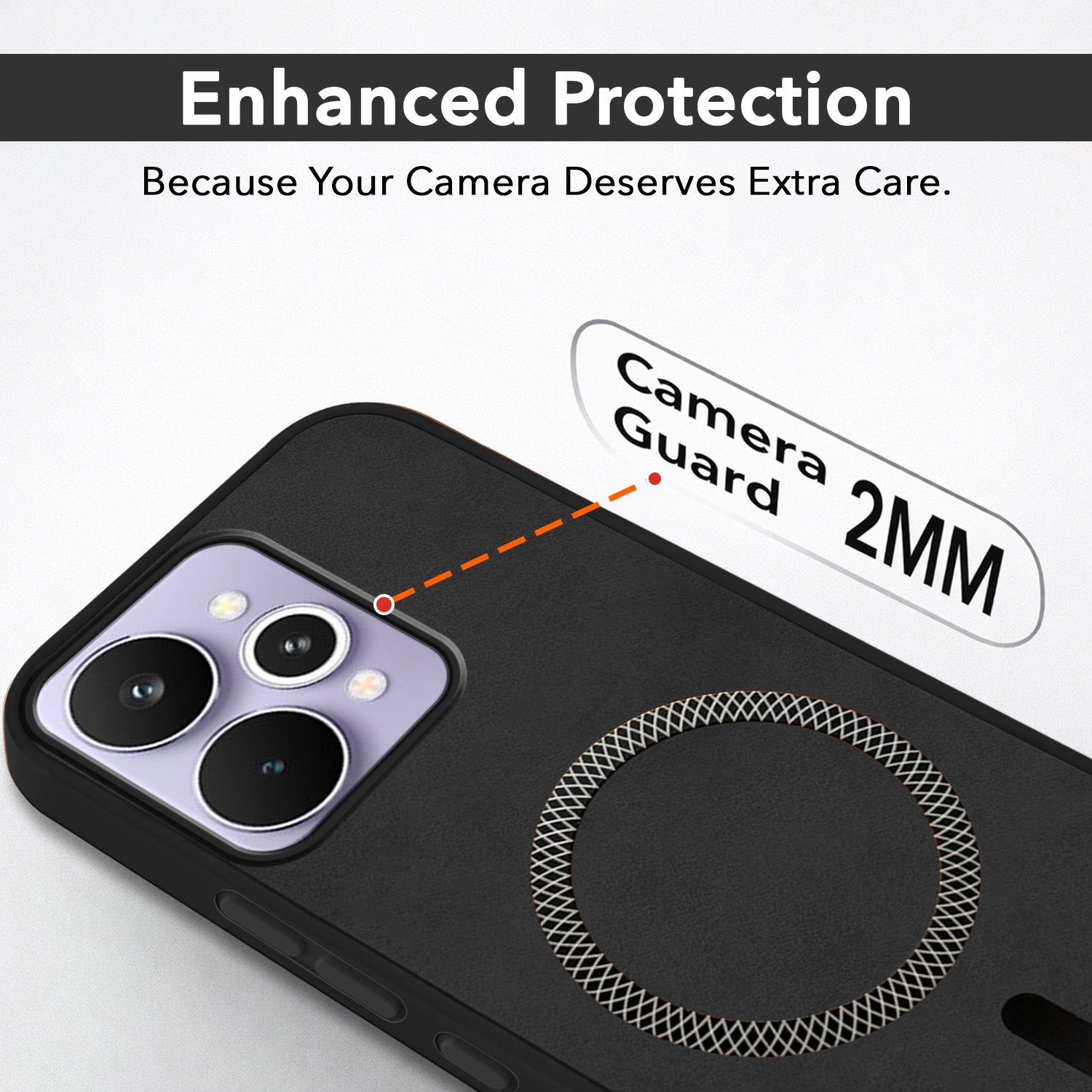 For Realme 15 Pro Back Cover Case Leather Finish (MagSafe Compatible Wireless Charging | Soft Touch | Camera Bump Protection)