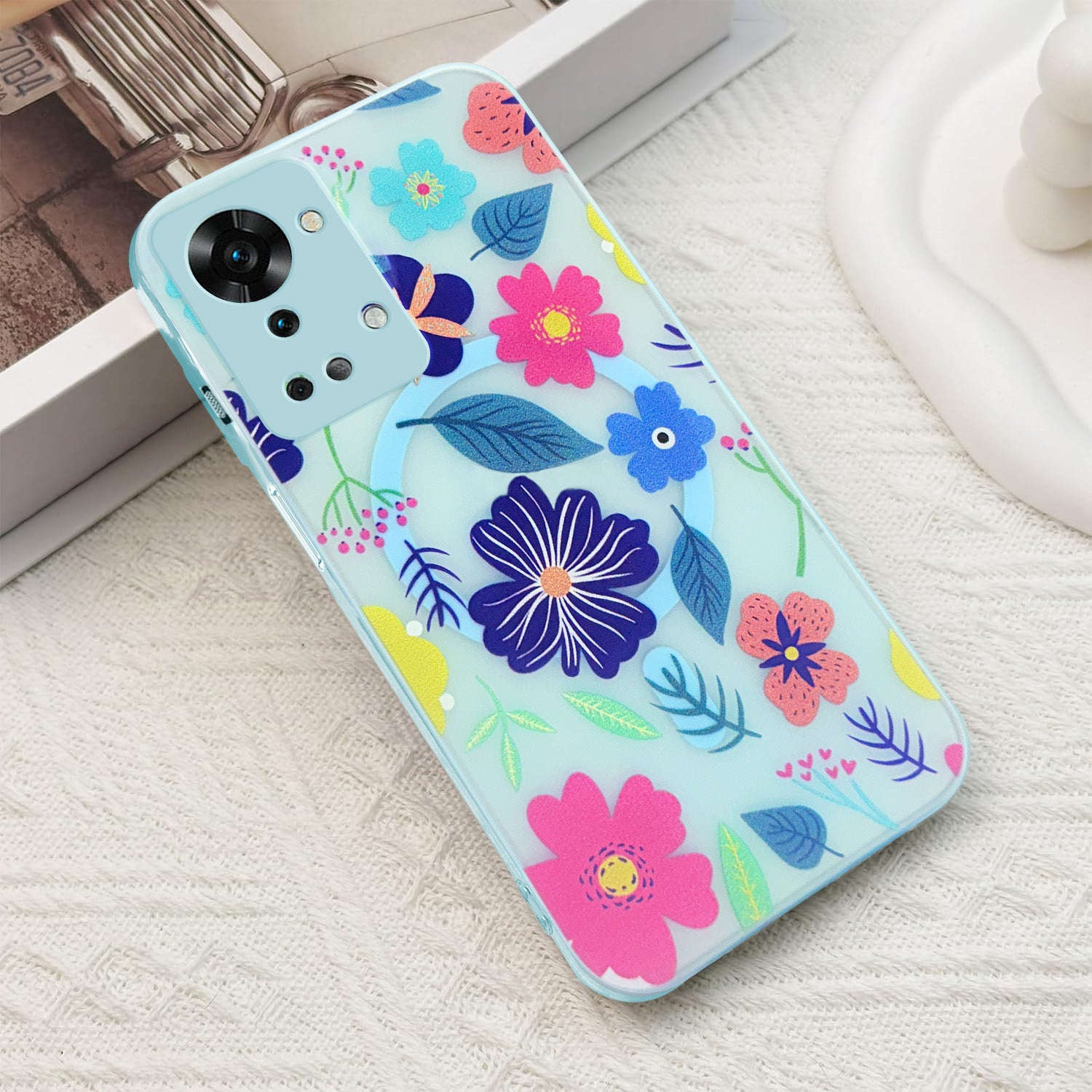 For OnePlus Nord 2T Back Cover Case (Cute Floral Design | Flower Print for Girls | MagSafe Compatible Wireless Charging)