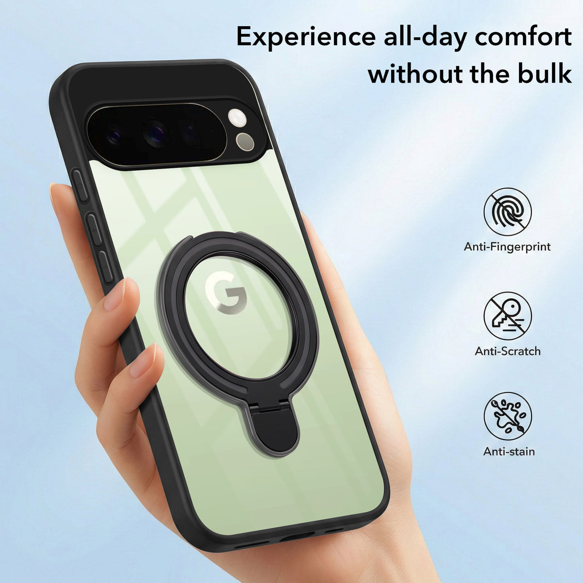 For Google Pixel 10 Pro XL Back Cover Case (Kick Stand Ring Holder | Life time Anti Yellow | Camera Protection)