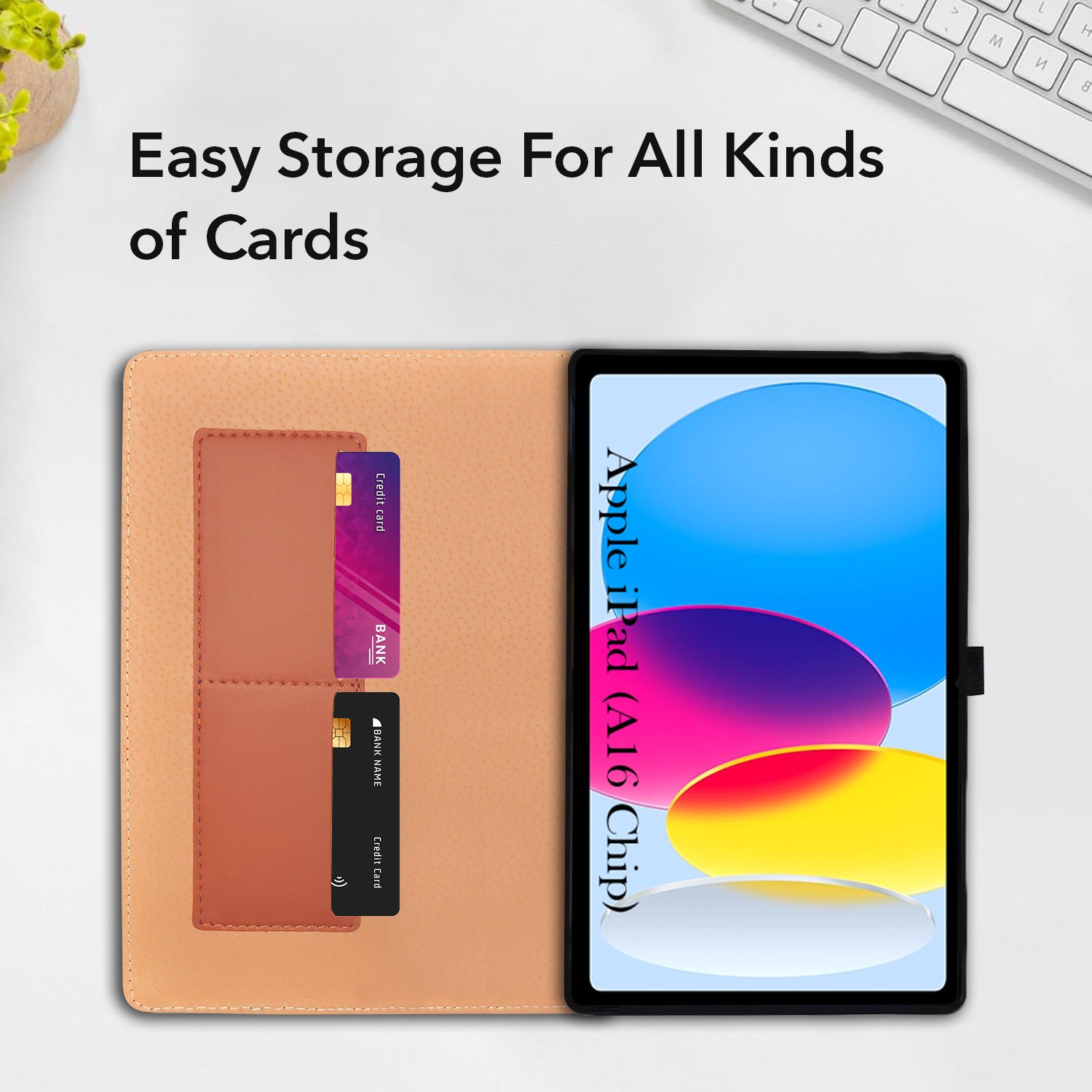 For Apple iPad A16 11 Inch Flip Cover Folio Cover (PU Leather | Multi-Angle Smart Stand | Card Storage Slots | Silicone Back Pouch)