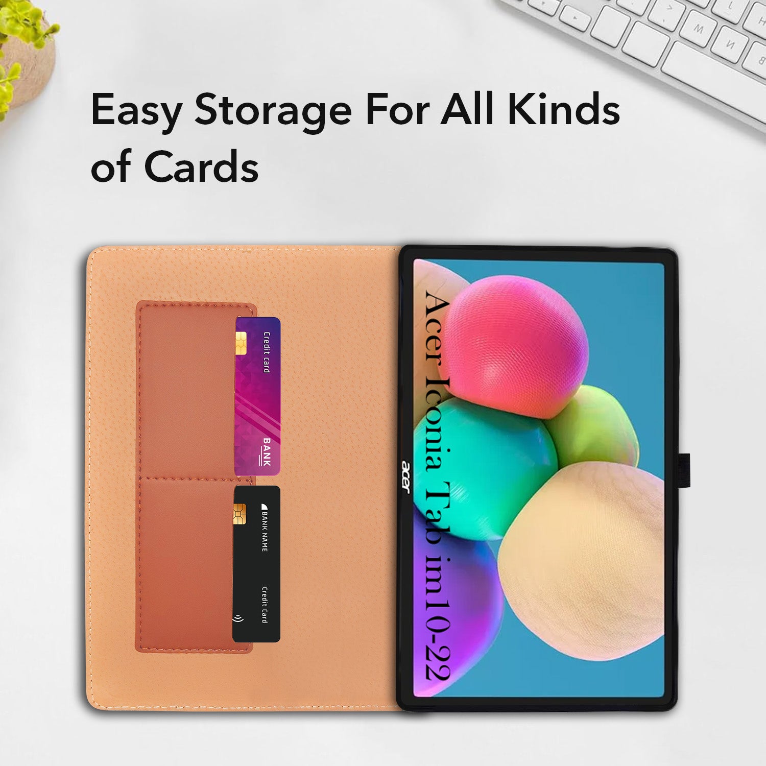 For Acer Iconia Tab iM10-22 10.36 Inch Flip Cover Folio Cover (PU Leather | Multi-Angle Smart Stand | Card Storage Slots | Silicone Back Pouch)