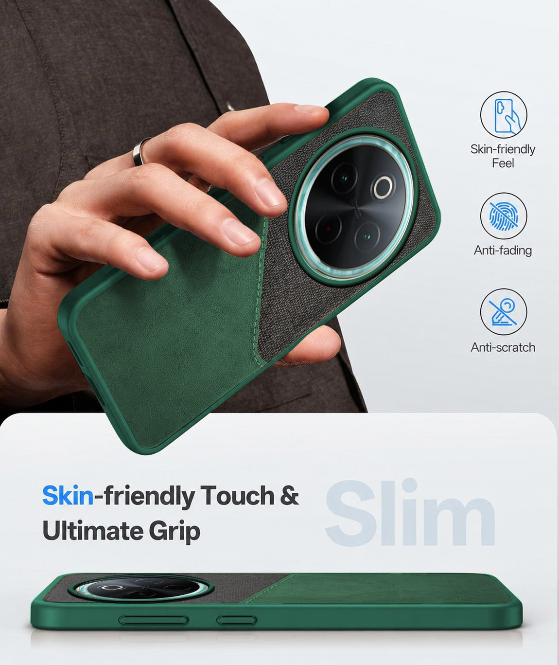 For Vivo T4 Back Cover Case (Dual PU Leather Stitch | Professional Minimalist | Soft and Flexible)
