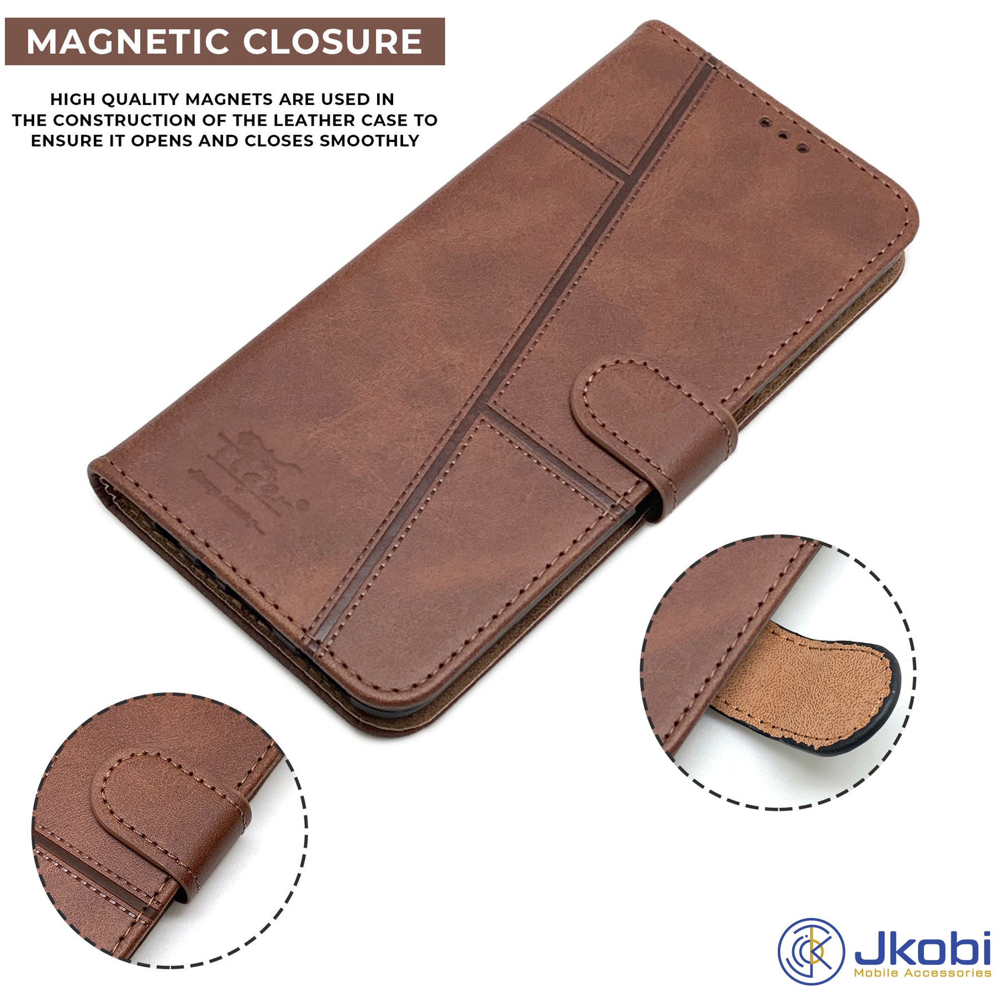 For Realme 3 | Realme 3i Flip Cover Case (Stitched Leather with Magnetic Closure)