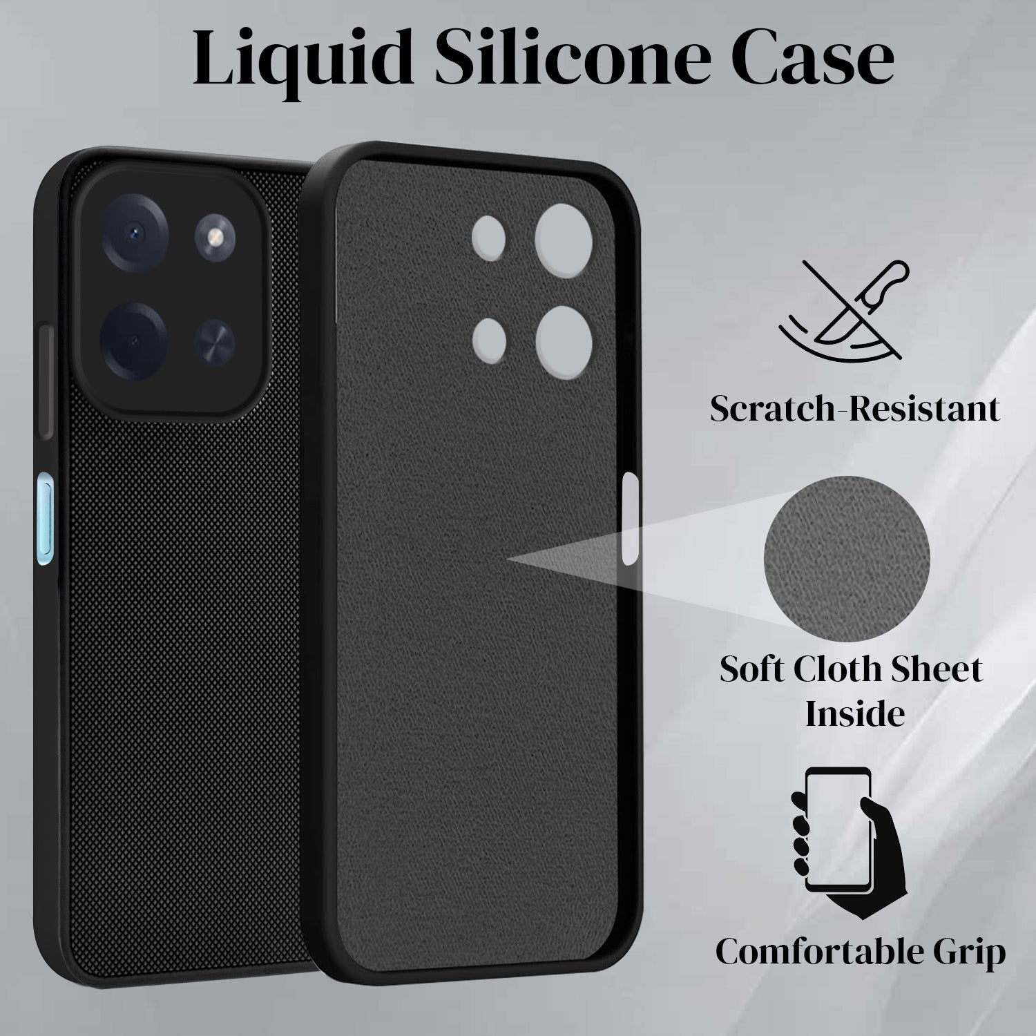 For Poco C85 5G Back Cover Case Rubberised (Textured Grip Design | Micro-Fiber Cloth Inside | Slim and Light Weight | Soft Touch and Feel)