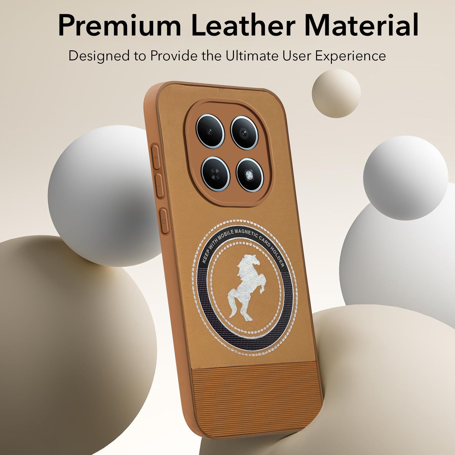 For Xiaomi Redmi Note 15 5G |15 SE 5G Back Cover Case PU Leather Finish (Professional Minimalist Texture | MagSafe Compatile | Camera Protection | Sleek Sober Formal)