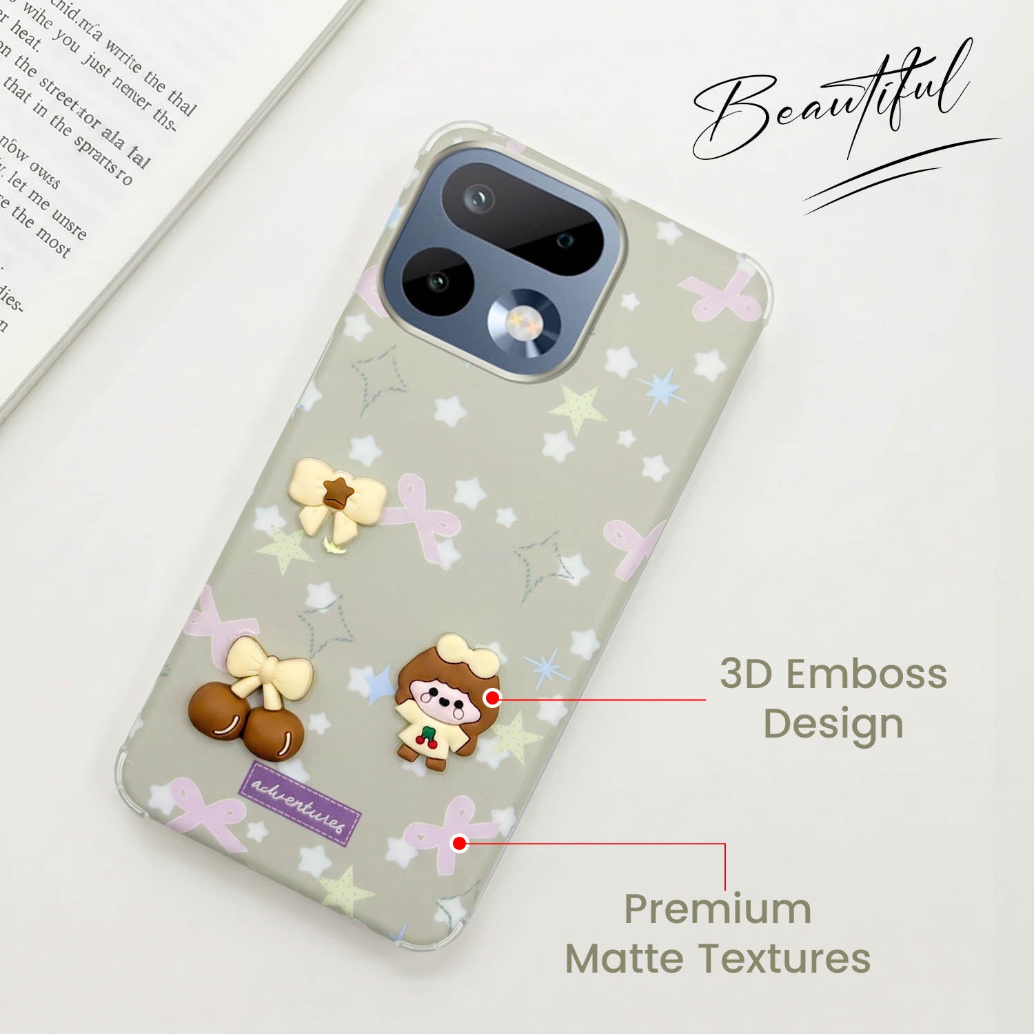 For Realme 16 Pro Back Cover Case (3D Cute Cartoons | Hard Back Side Soft | Matte Premium Finish | HD Printing)