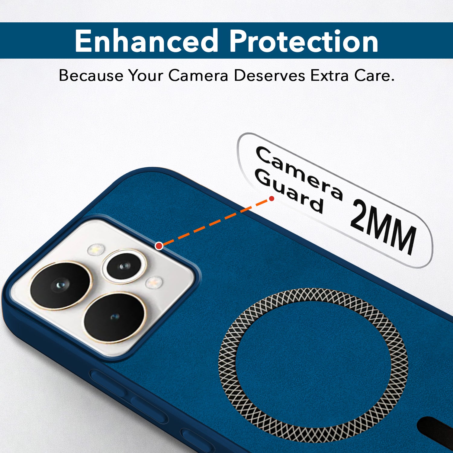 For Realme 15 Back Cover Case Leather Finish (MagSafe Compatible Wireless Charging | Soft Touch | Camera Bump Protection)