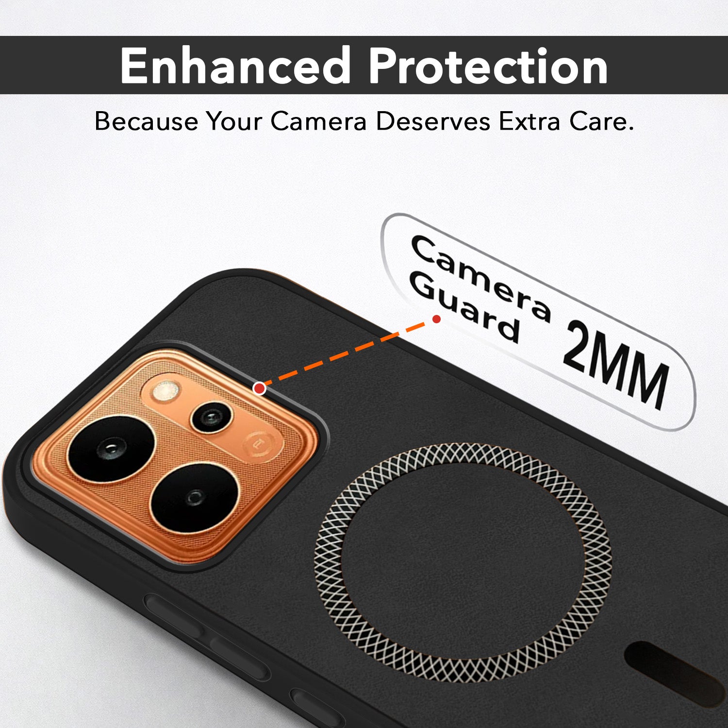 For Realme P4 Power 5G | Realme Narzo Power Back Cover Case Leather Finish (MagSafe Compatible Wireless Charging | Soft Touch | Camera Bump Protection)