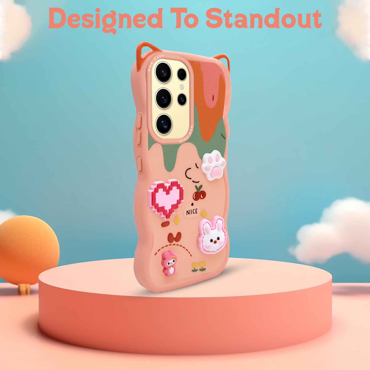 For Samsung Galaxy S24 Ultra Back Case Cover Strap (3D embossed Figures | Strap Holder | 360* Soft Cushion with Camera Bump)
