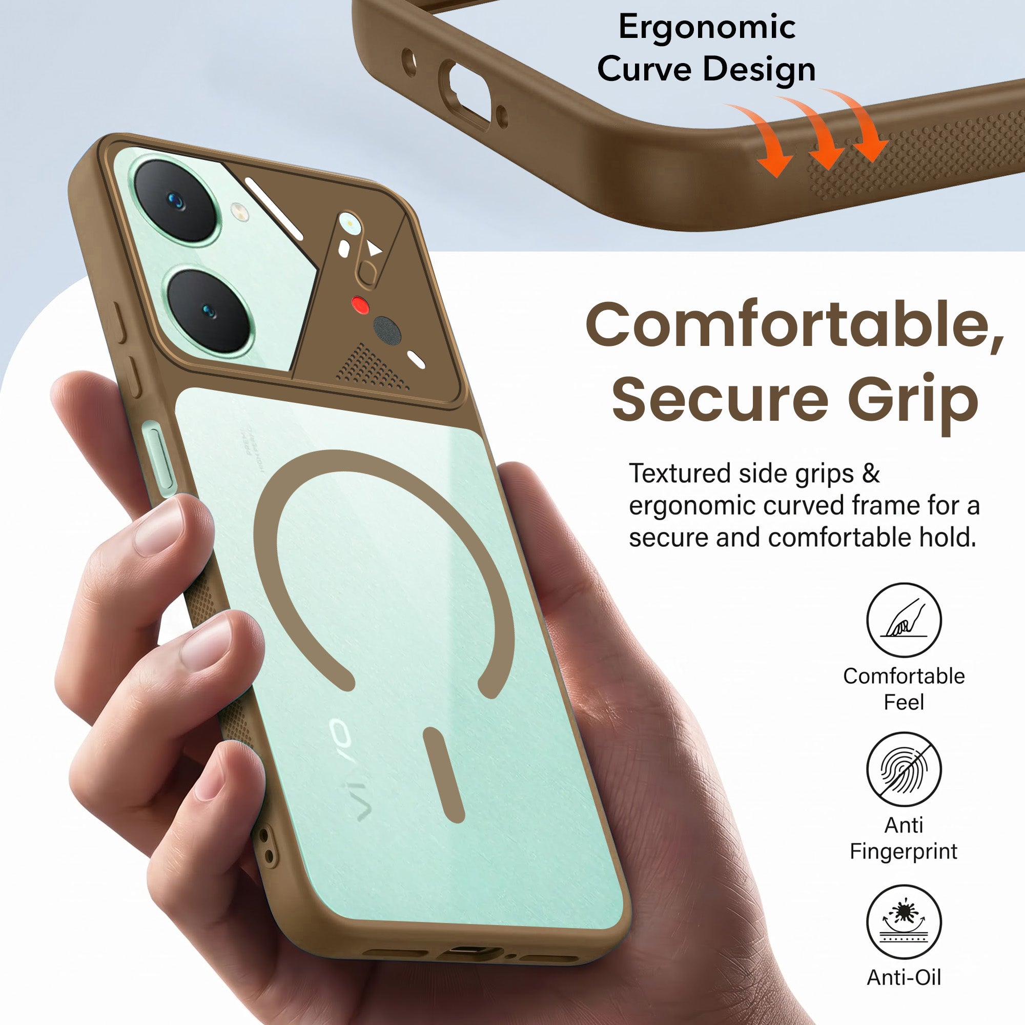 For Y18 | Vivo Y18e | Vivo Y03 | Vivo Y18i | Vivo Y18T Back Cover Case Lifetime Anti-Yellow Clear (Camera Protection | Side Grip | Wireless MagSafe Compatible)