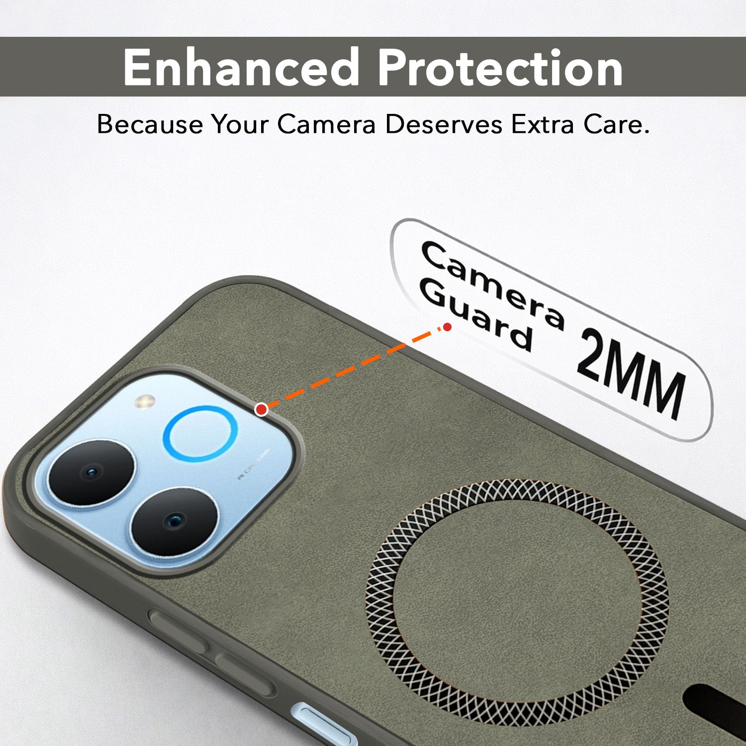 For Realme P4 Lite | Realme Narzo 80 Lite 4G Back Cover Case Leather Finish (MagSafe Compatible Wireless Charging | Soft Touch | Camera Bump Protection)