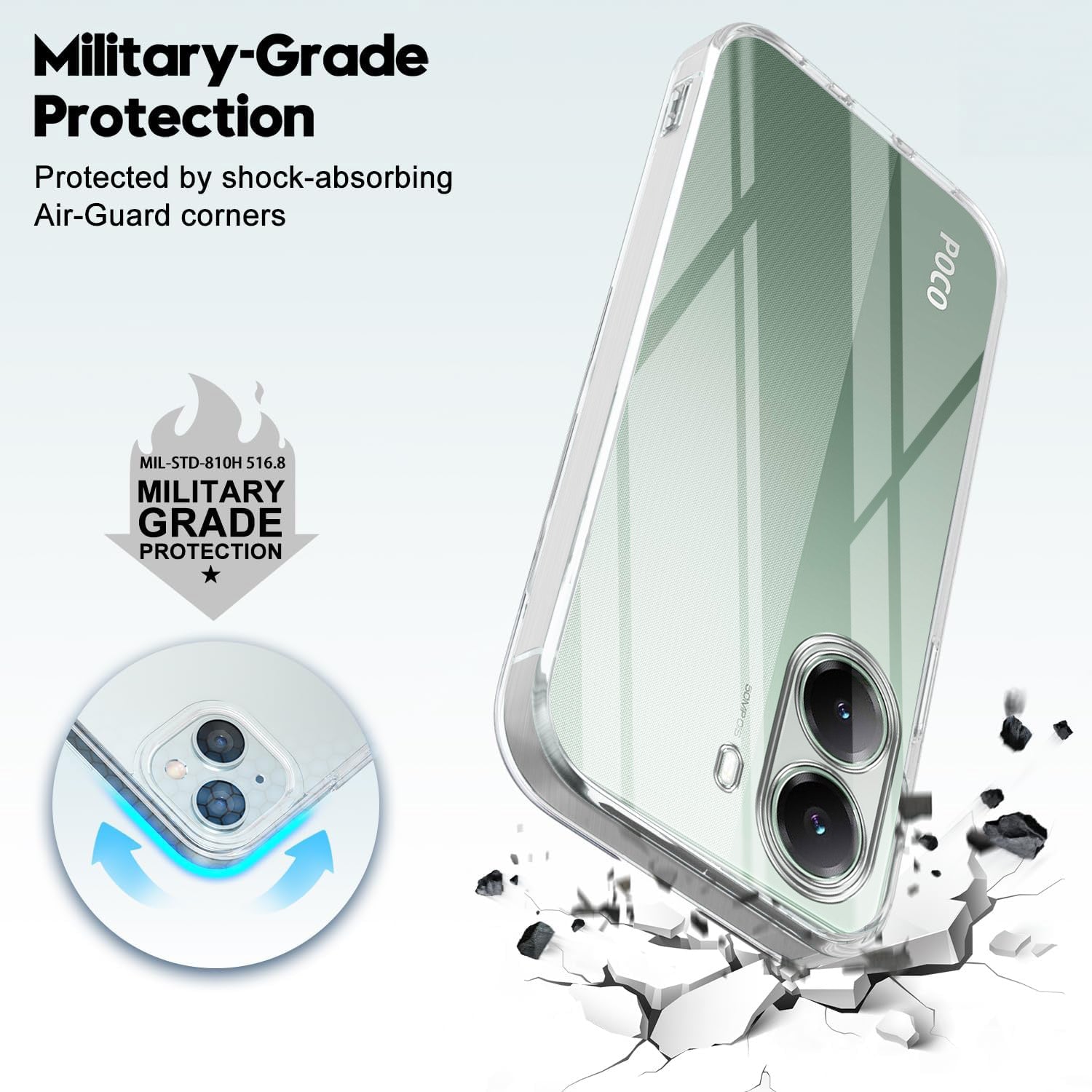 For Poco X7 Pro 5G Back Cover Case Silicone (Clear Shockproof Case with Camera Protection | Soft and Flexible | Transparent)