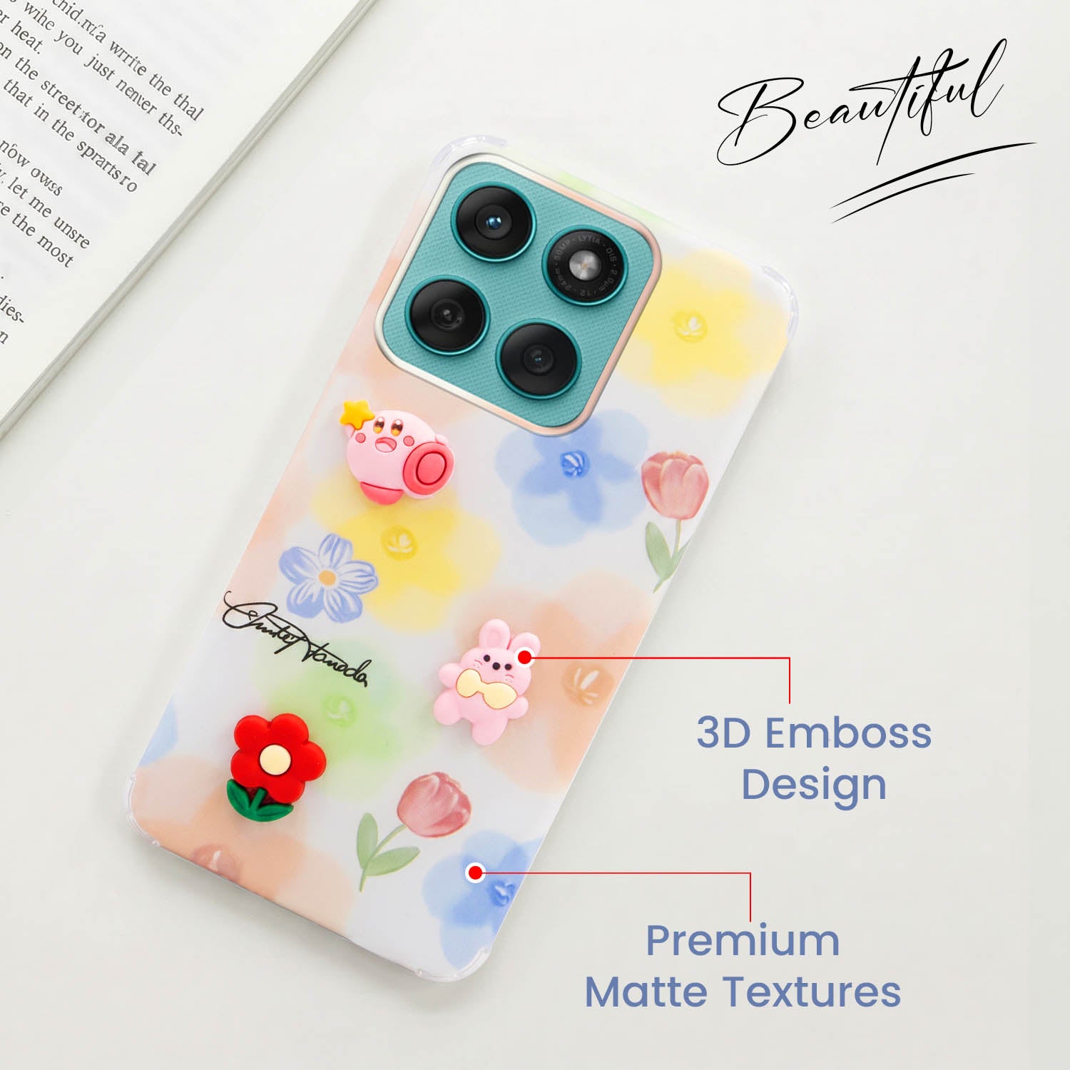For Motorola Moto Edge 60 Fusion Back Cover Case (3D Cute Cartoons | Hard Back Side Soft | Matte Premium Finish | HD Printing)