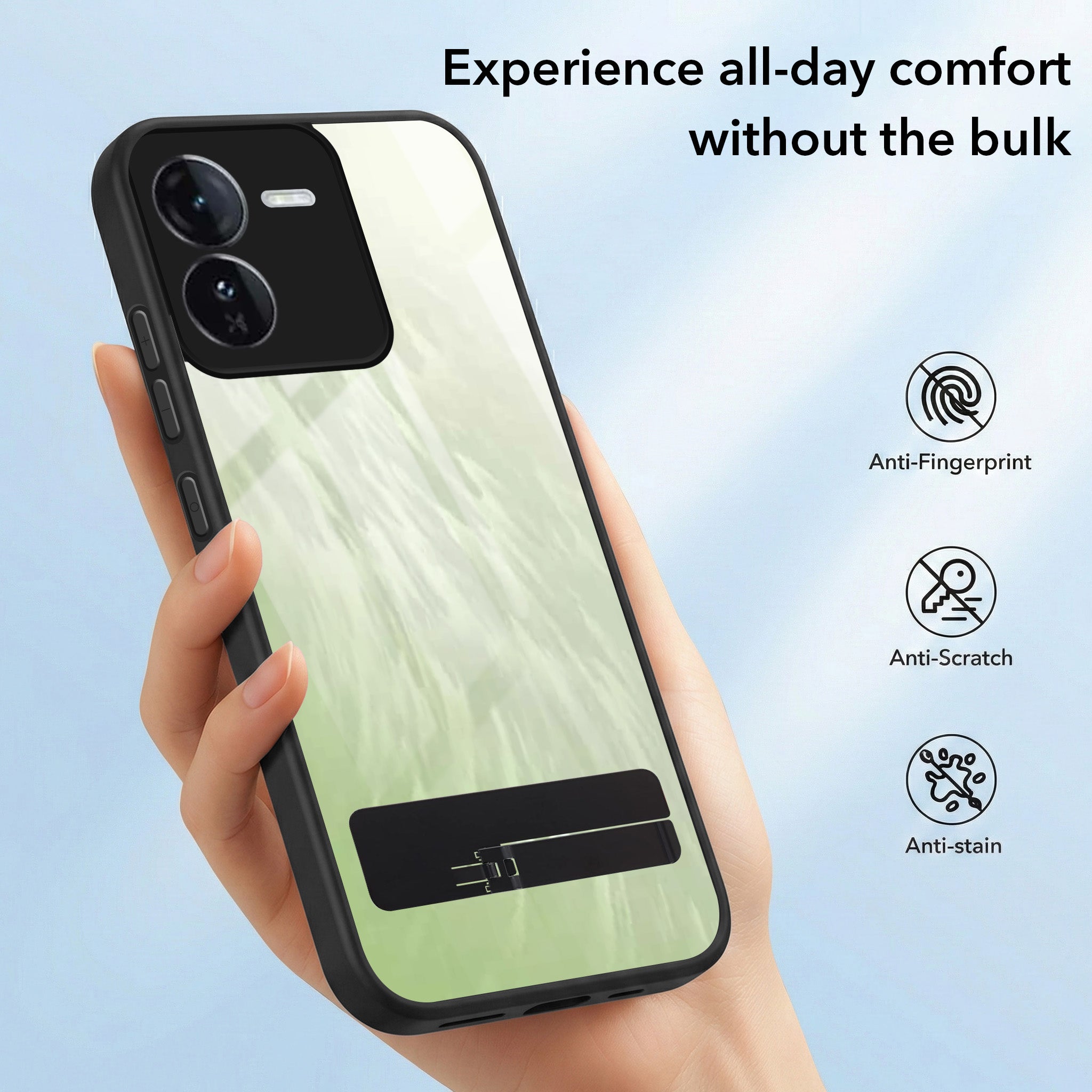 For Vivo iQOO Z9 5G Back Cover Case (Built-in Stand | Lifetime Anti Yellow | Kickstand Shockproof | Camera Protection | MagSafe Compatible)