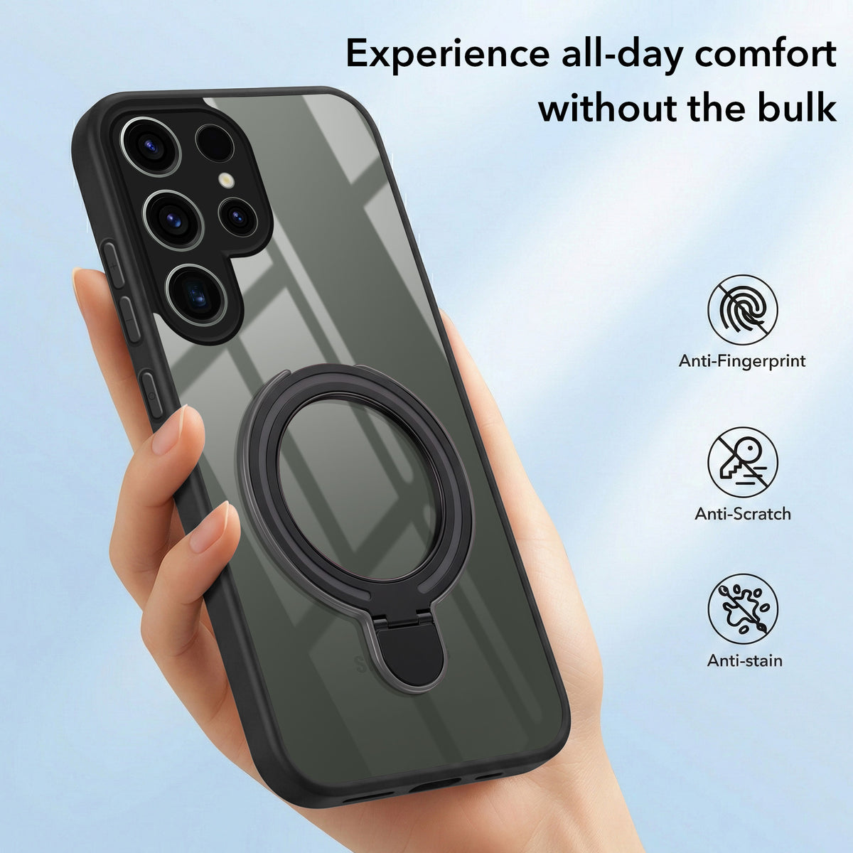 For Samsung Galaxy S23 Ultra Back Cover Case (Kick Stand Ring Holder | Life time Anti Yellow | Camera Protection)