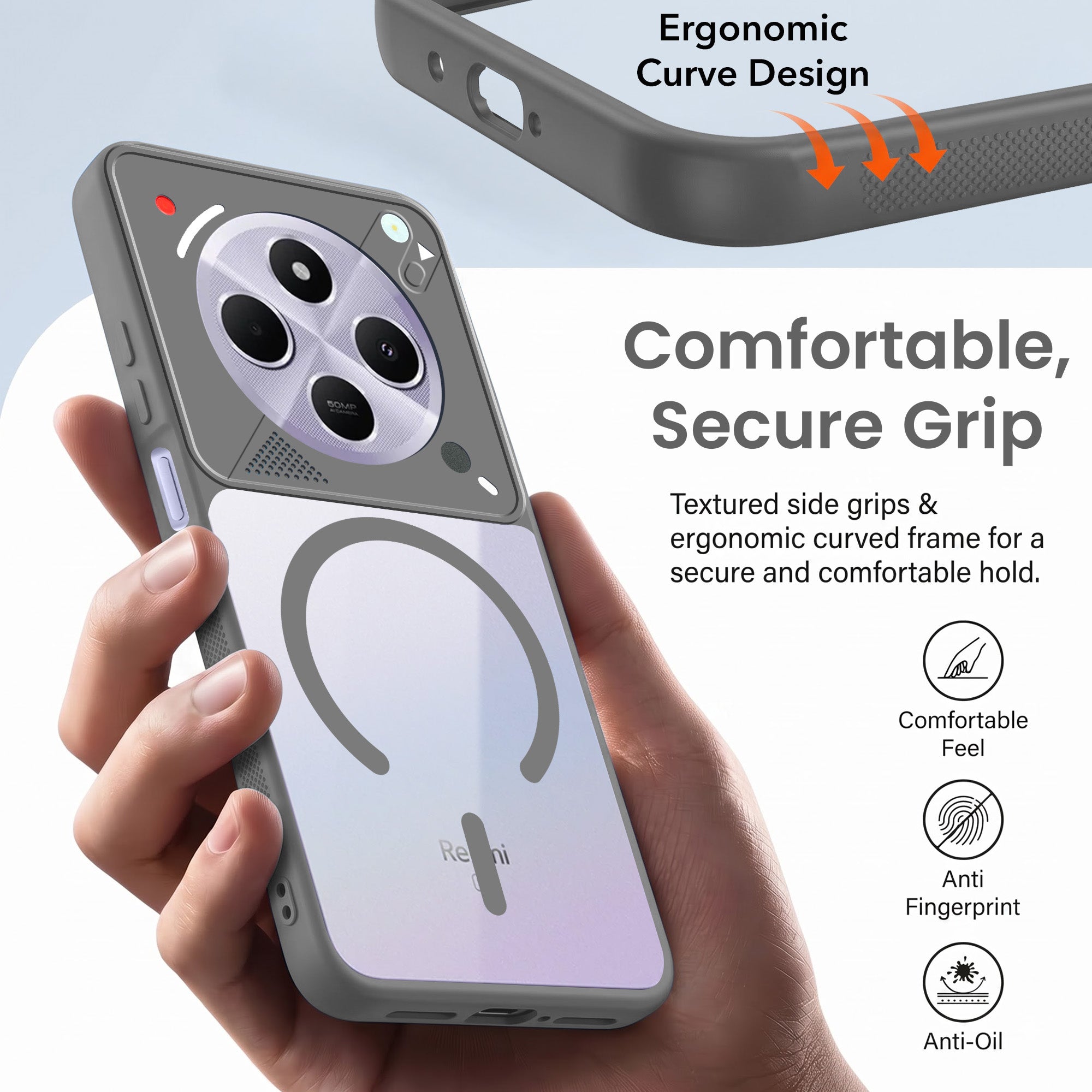 For Redmi A4 5G | Xiaomi Redmi 14C Back Cover Case Lifetime Anti-Yellow Clear (Camera Protection | Side Grip | Wireless MagSafe Compatible)