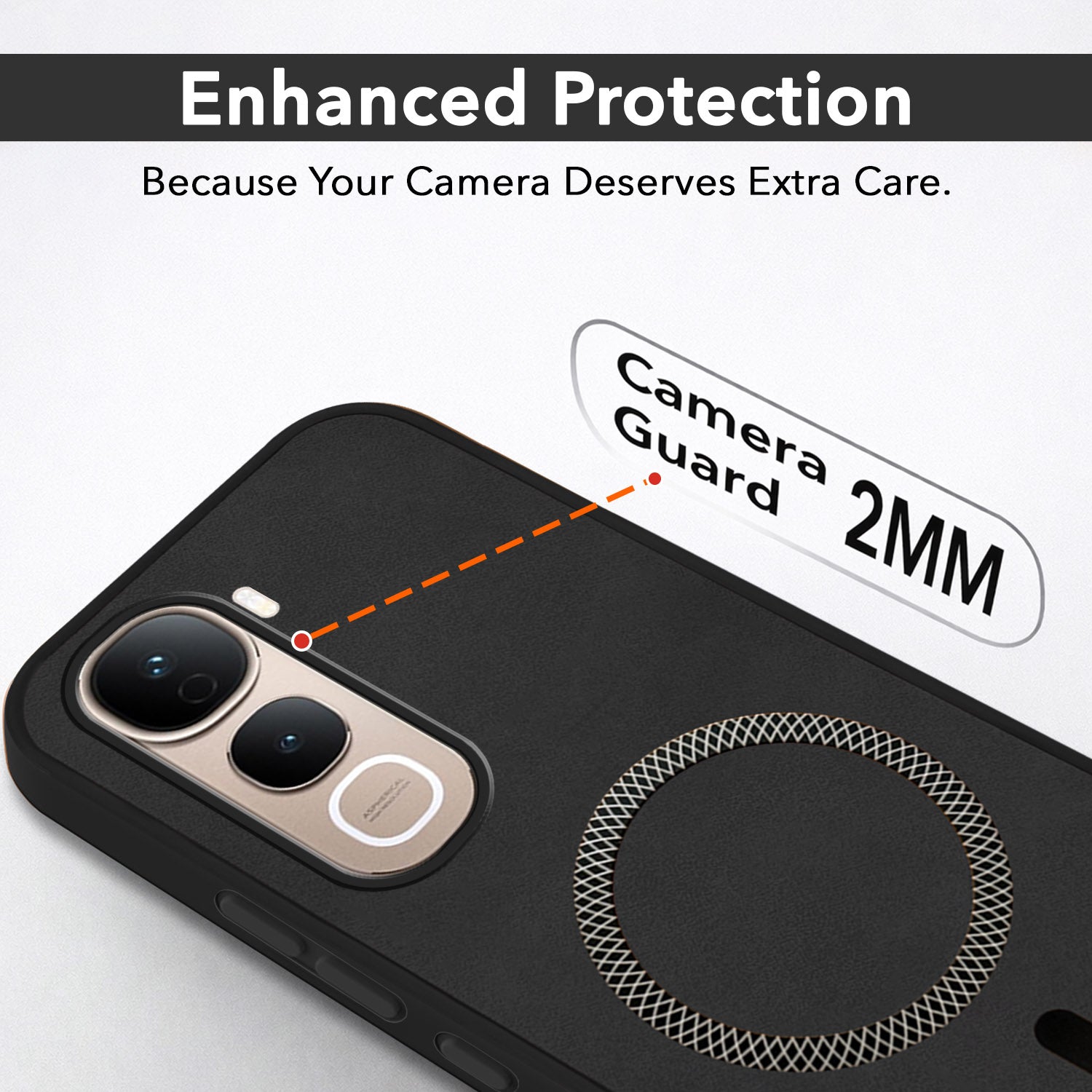 For Vivo Y400 Pro Back Cover Case Leather Finish (MagSafe Compatible Wireless Charging | Soft Touch | Camera Bump Protection)